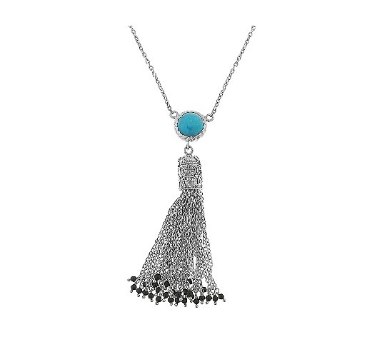 Sterling Turquoise Beaded Tassel Necklace