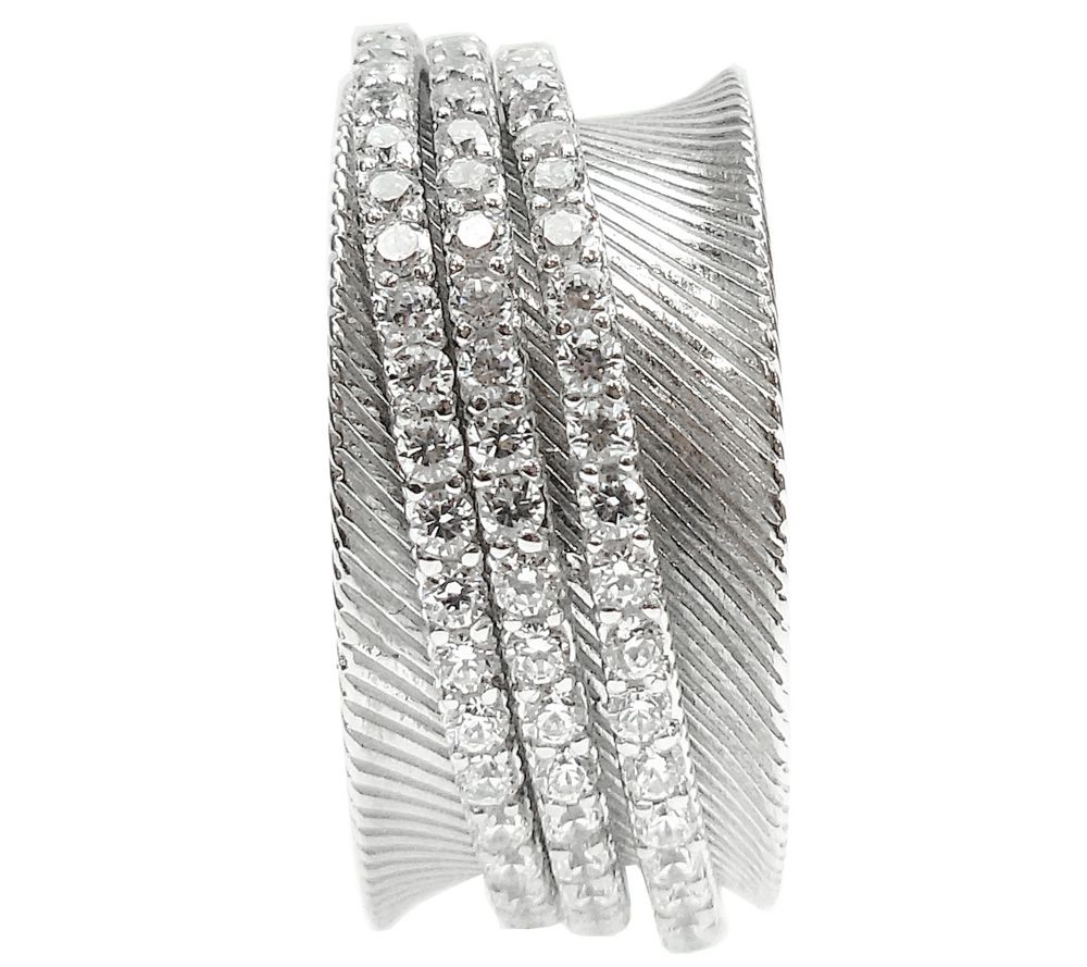JUDITH Classic Sterling, Diam monique Spinner r Ring - QVC.com
