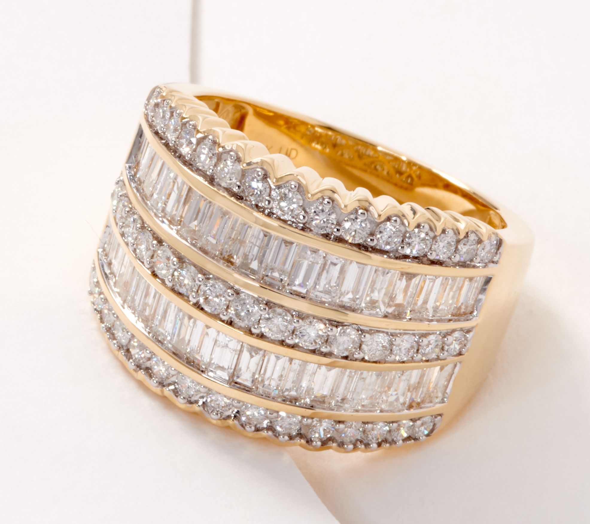 1.00 ct tw Unisex Wedding Band Three row Diamond Ring 14K Gold