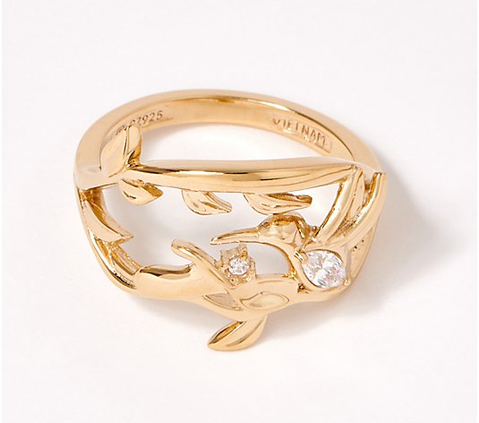 Diamonique Hummingbird Marquise Ring, Sterling Silver