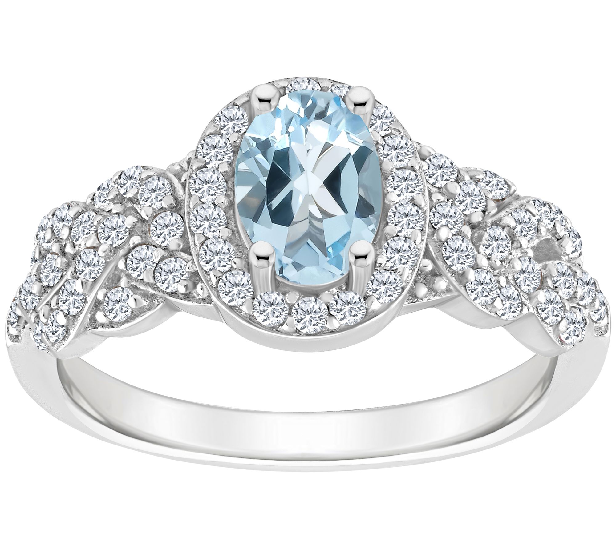 Sterling Silver Oval Gemstone & White Topaz Knot Ring