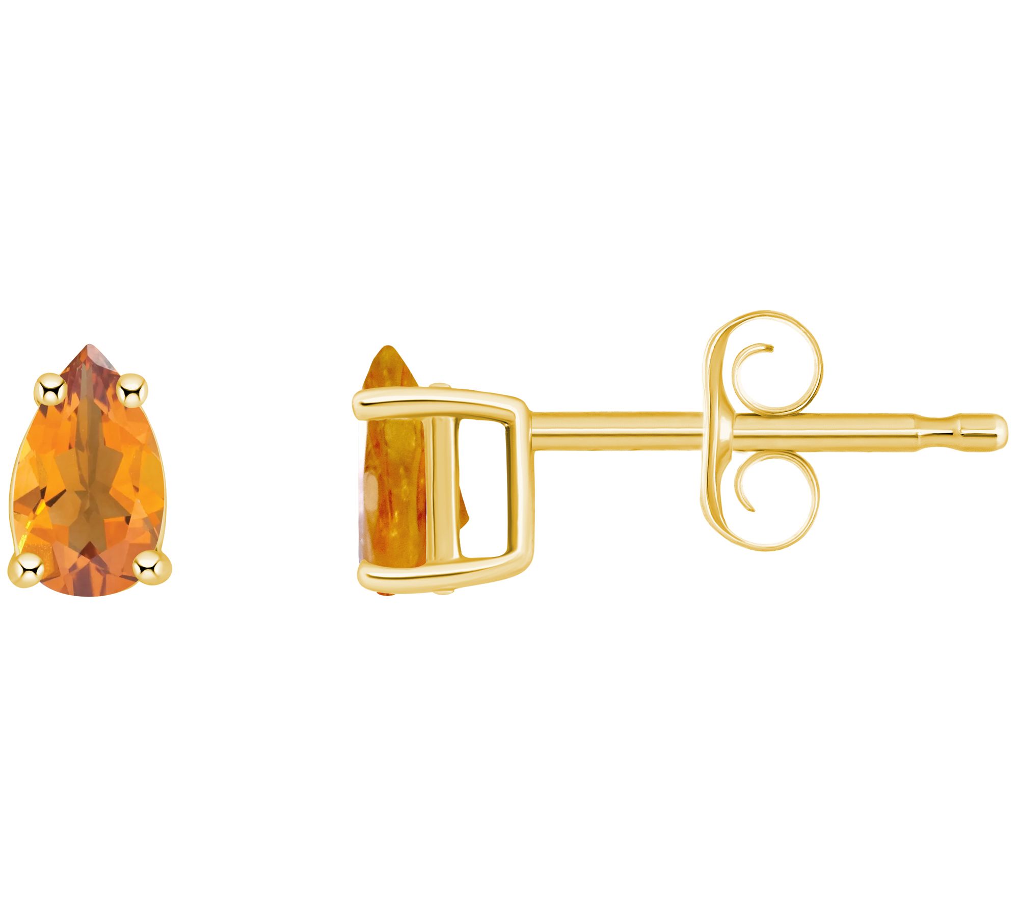 14K Gold Pear Shape 0.40 cttw Citrine Stud Earrings