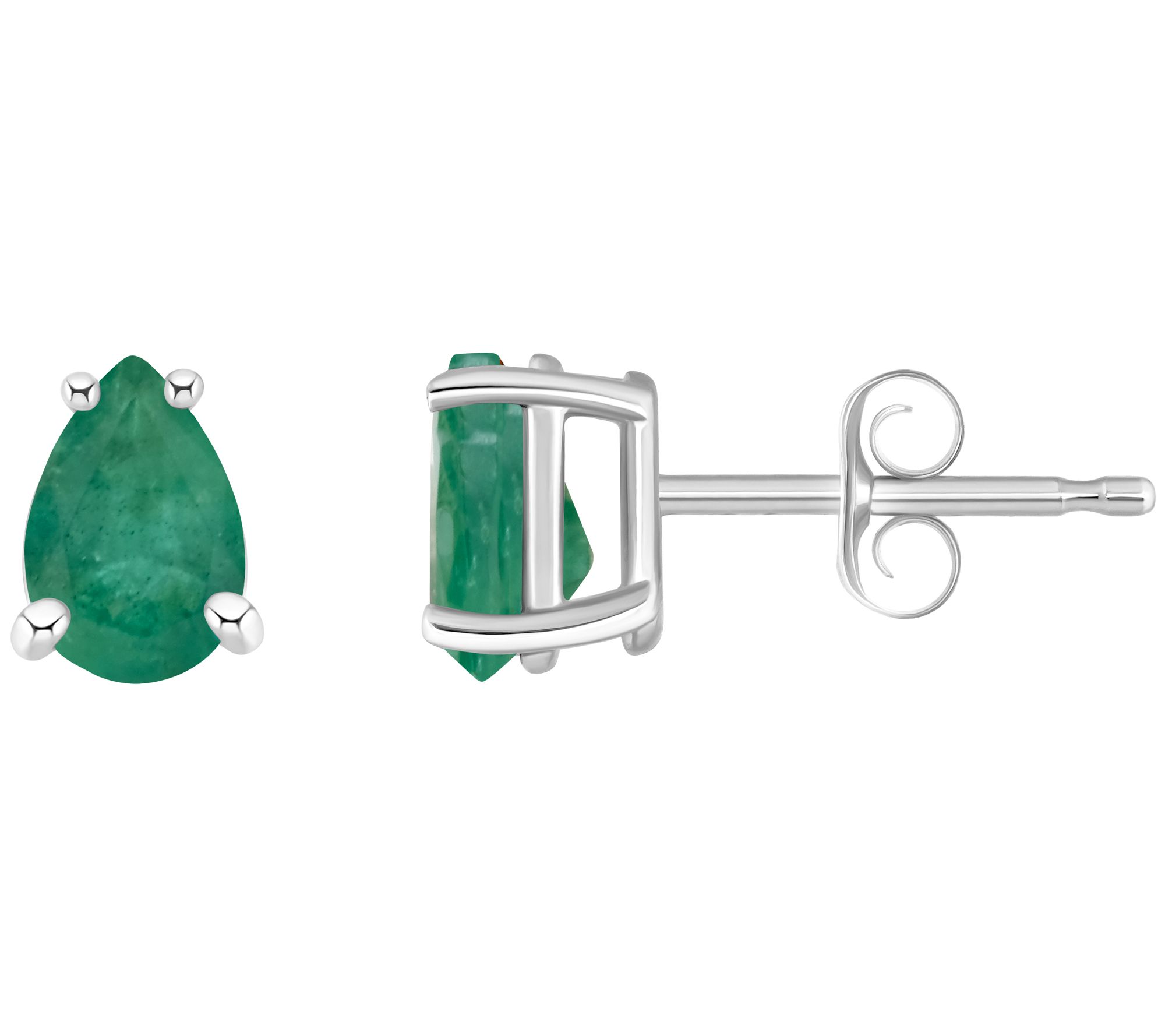 14K Gold Pear-Cut 0.80 cttw Emerald Stud Earrin gs