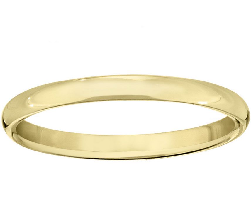 Mens and Womens 14k Yellow Gold 2.5mm Wide Plain Wedding Band 