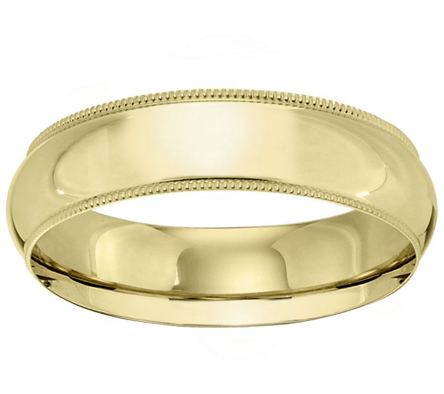 Women's 18K Yellow Gold 6mm Milgrain Wedding Band