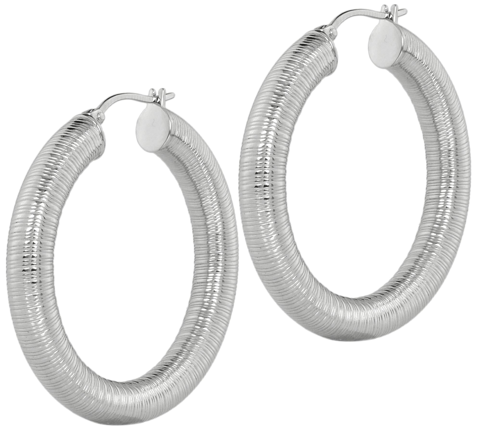 Steel By Design 1-1/2" Ridged Hoop Earrings