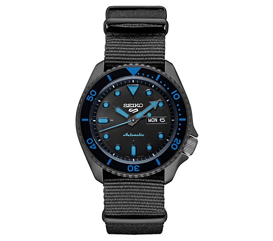 Seiko Men's Automatic Black and Blue Sports Watch