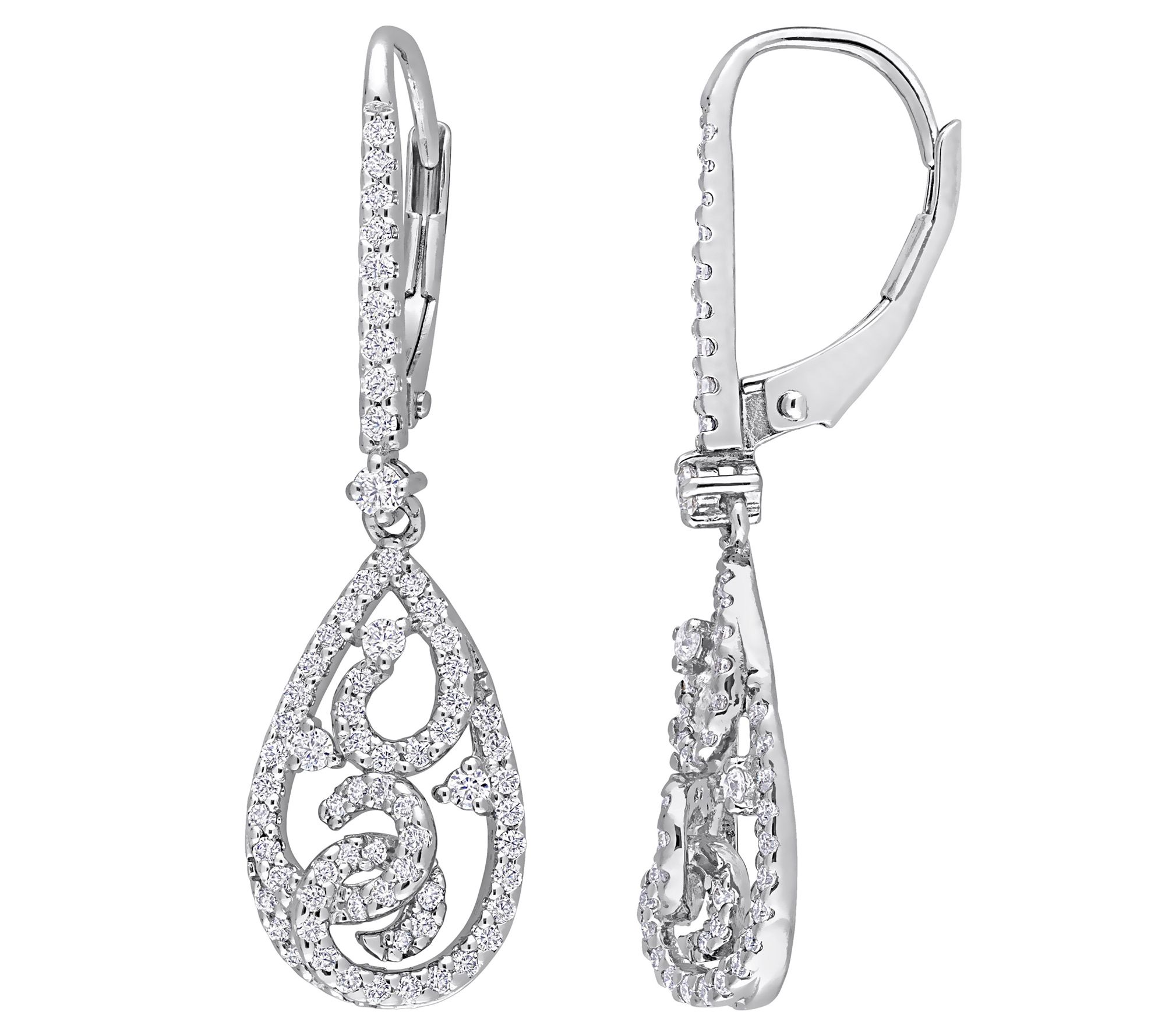 MoissanIce Moissanite 0.75 cttw Drop Earrings, Sterling