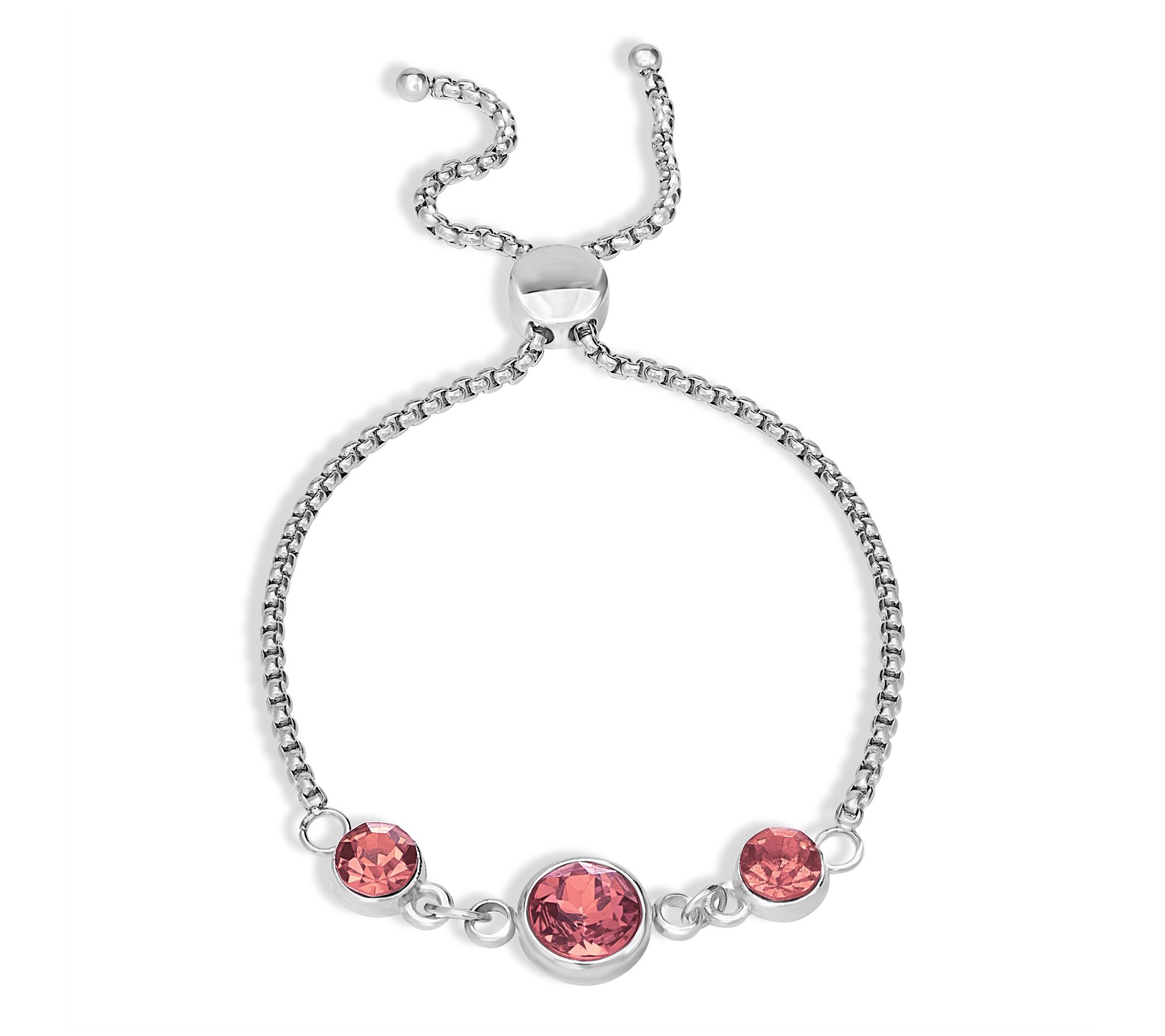 Steel by Design Crystal Birthstone Adjustable Bracelet