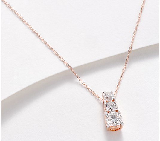 Affinity Diamonds Three-Stone Necklace, 14K, 1.00 cttw