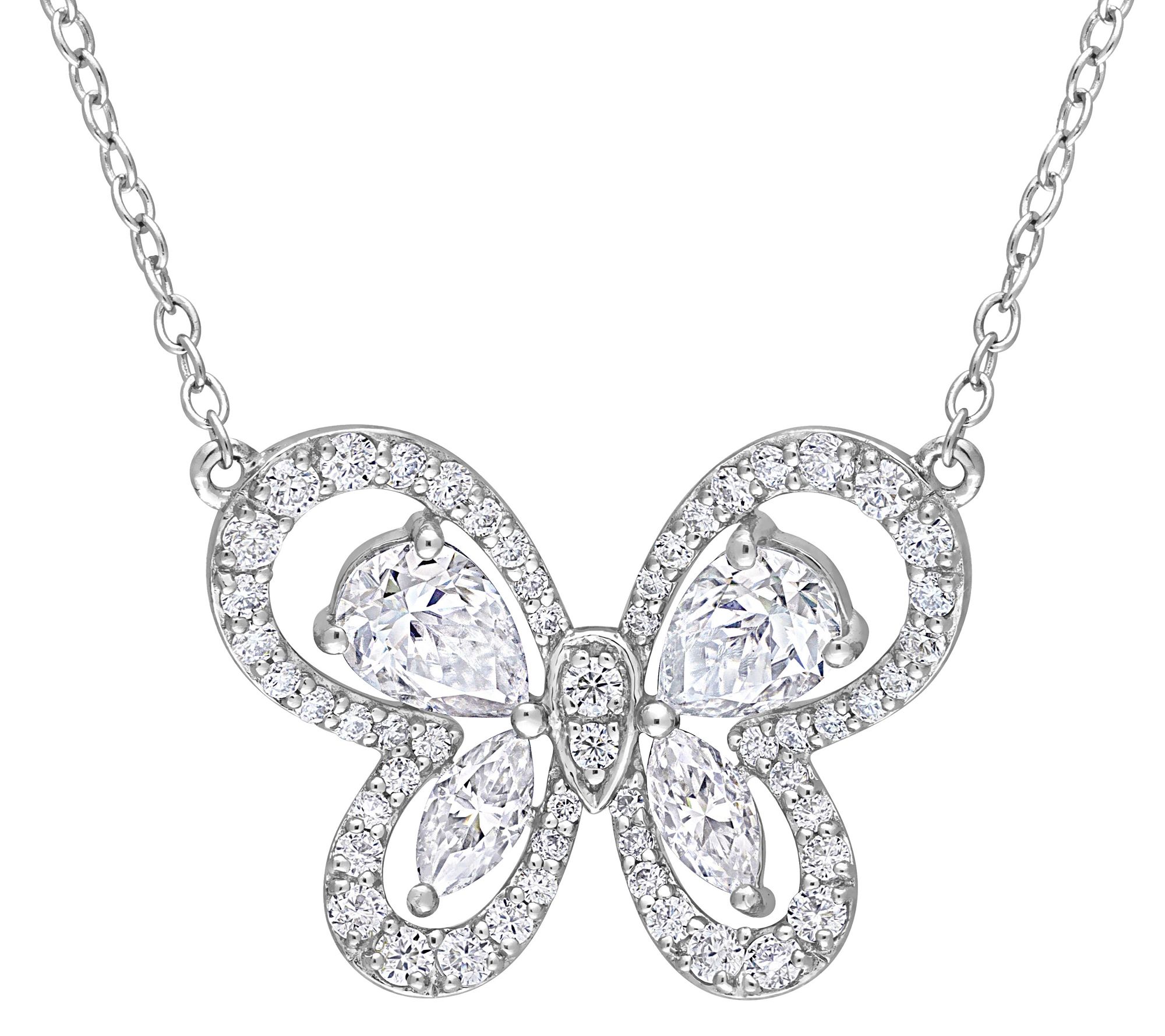 MoissanIce Moissanite 1.60 cttw Butterfly Neckl ace, Sterling