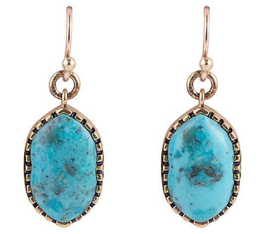 Barse Artisan Crafted Genuine Turquoise Oval Earrings