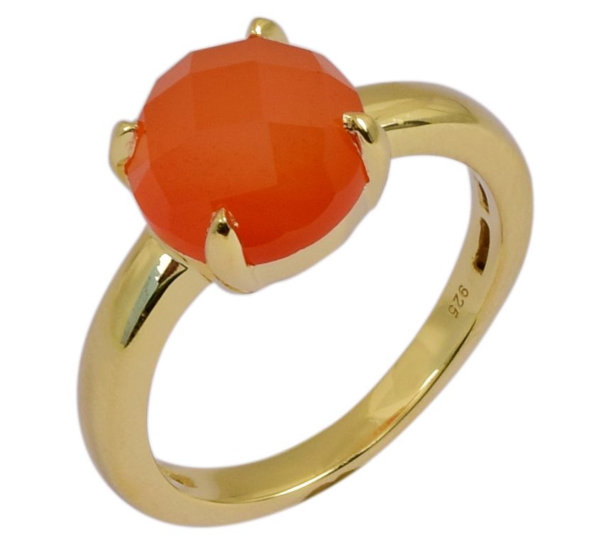 Affinity Gems 14K Gold Plated Sterling Silver Carnelian Ring