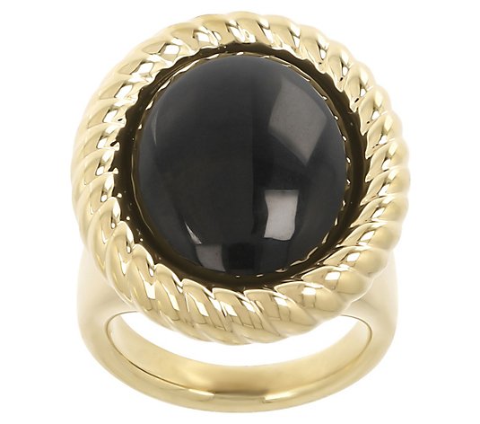 Oro Nuovo Onyx Cabochon Ring, 14K Gold Over Resin