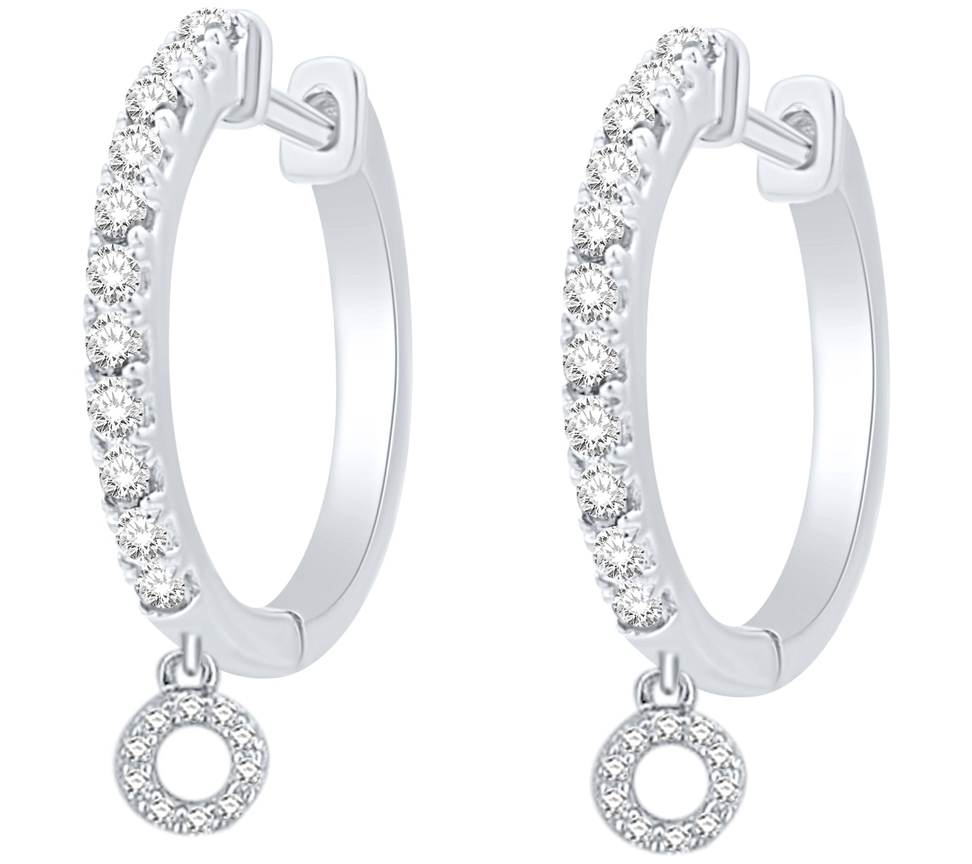 Affinity Diamonds "O" Dangle Hoop Earrings, Sterling Silver