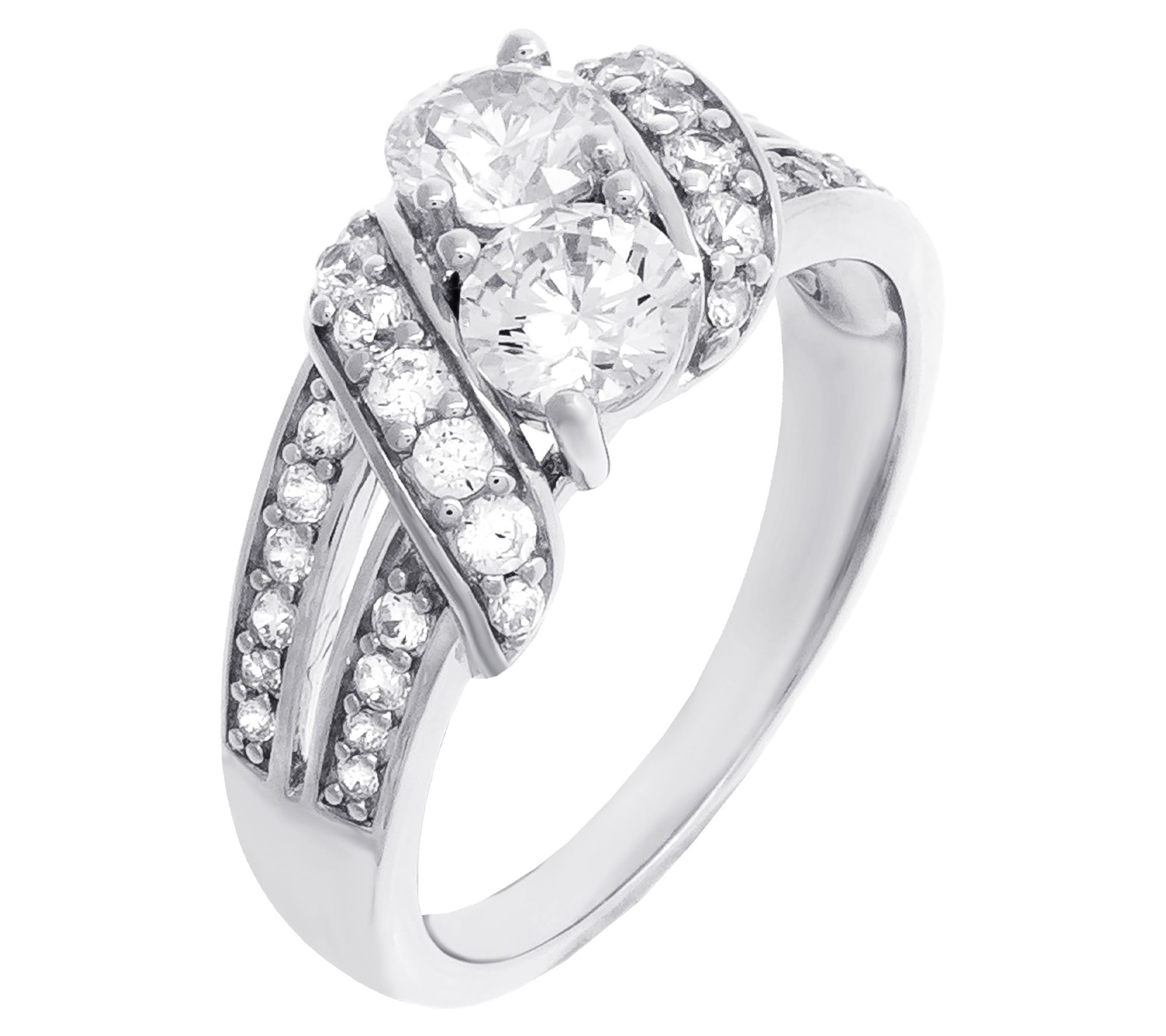 Diamonique 1.50 cttw Bypass Ring, Sterling Silv er