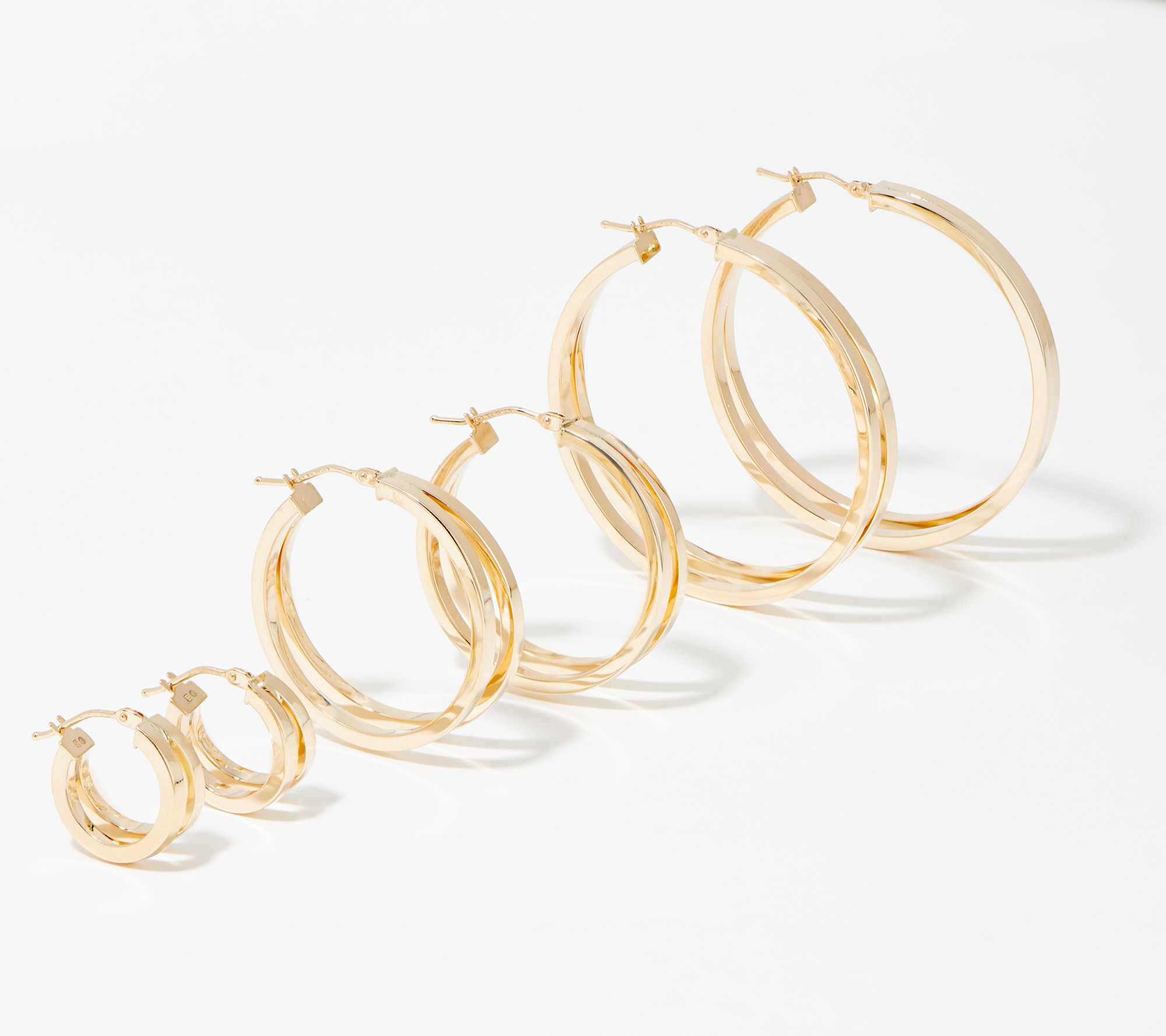 EternaGold 14K Gold Double Hoop 0.5 1.5 Earrings 1.35 3.5g QVC