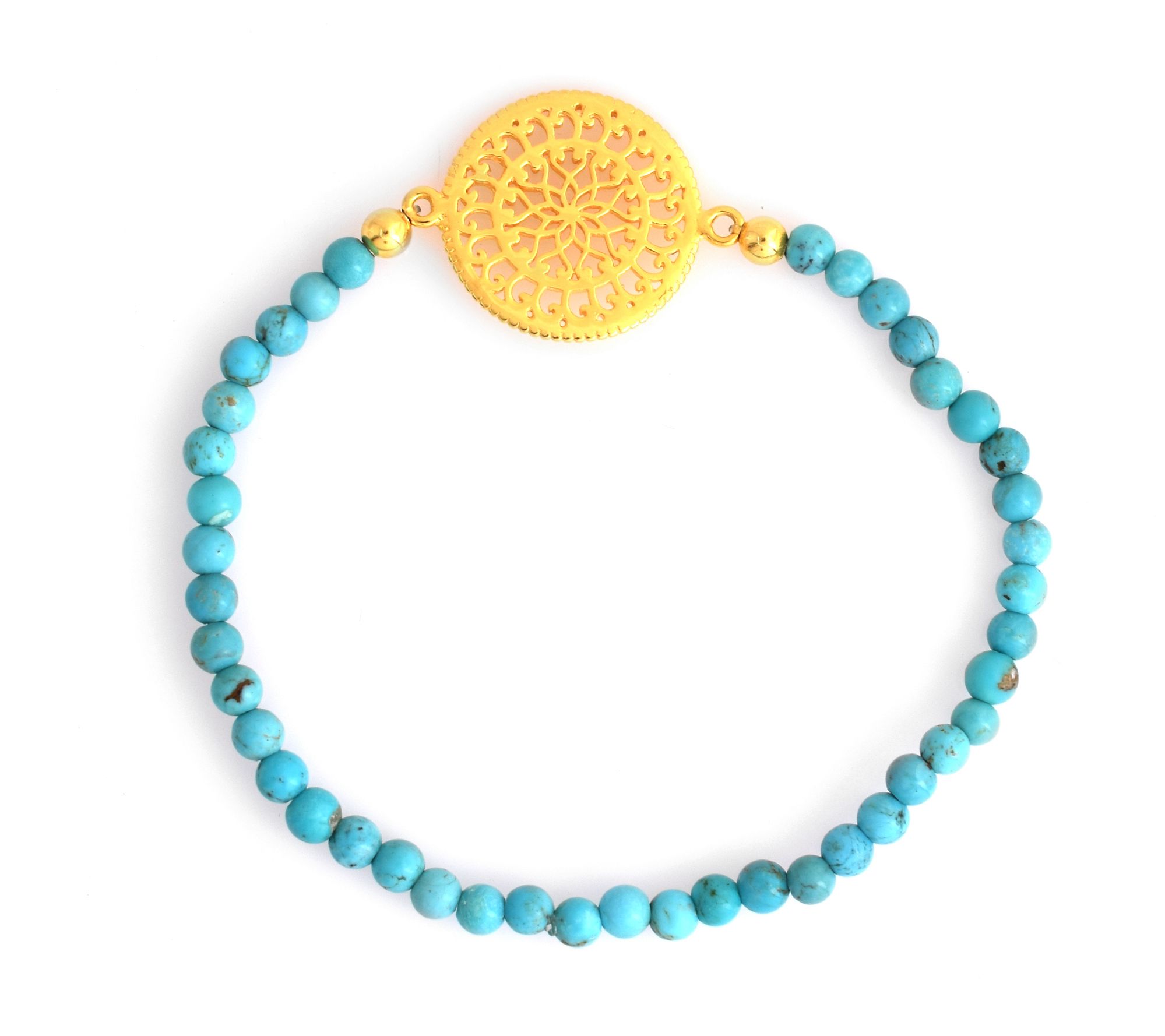 14K Gold Plated Turquoise Bead Stretch Bracelet