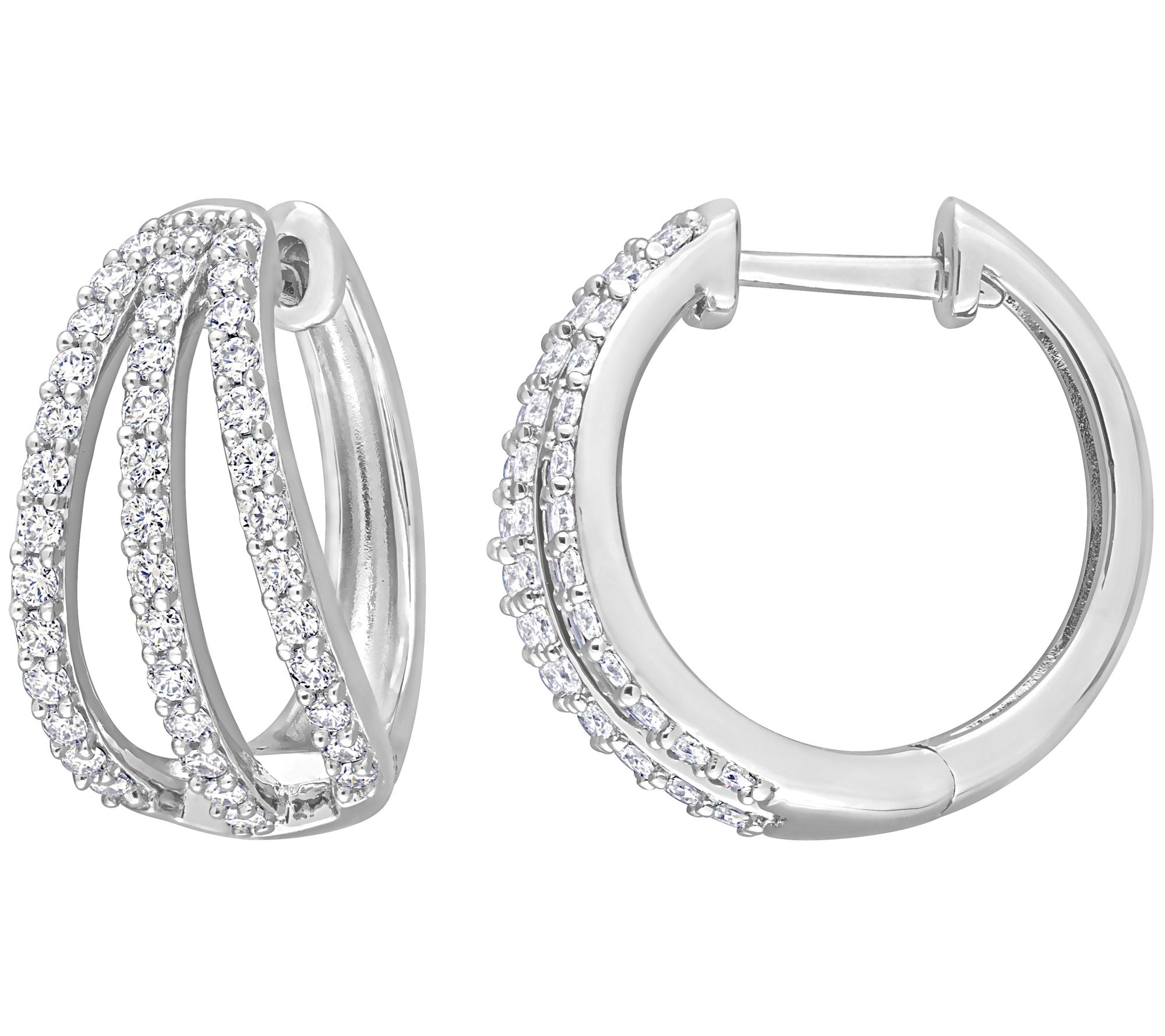MoissanIce 0.80 cttw Moissanite Hoop Earrings, Sterling Silver