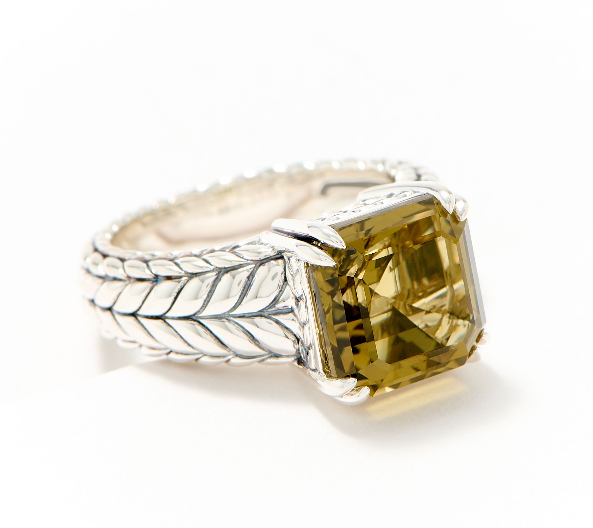 JAI Sterling Silver Asscher Cut Gemstone Ring, 3.7-5.3ct