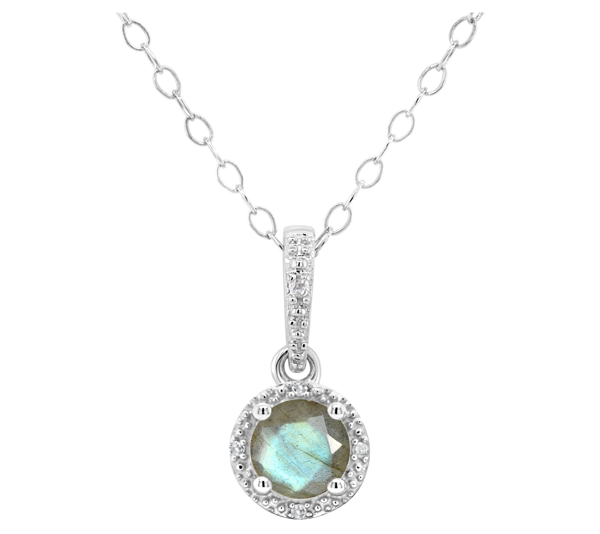 Affinity Gems Gemstone & Diamond Pendant w/ Chain, Sterling
