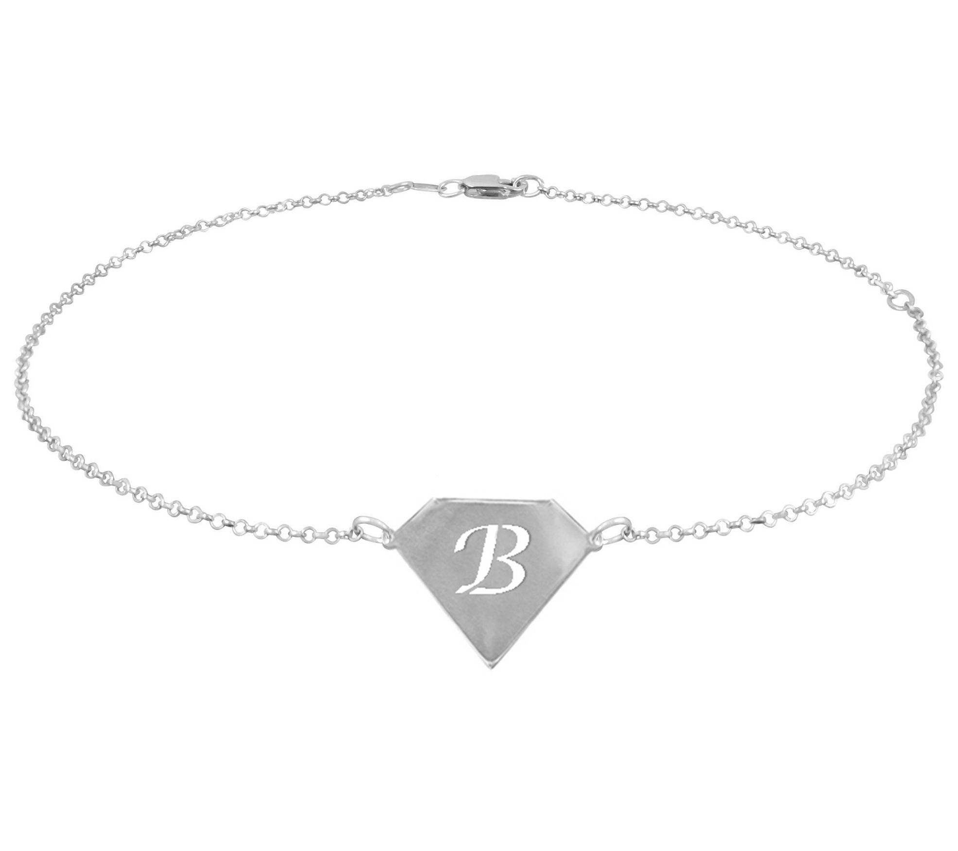 Personlaized Sterling Silver Cut Out Initial Ankle Bracelet