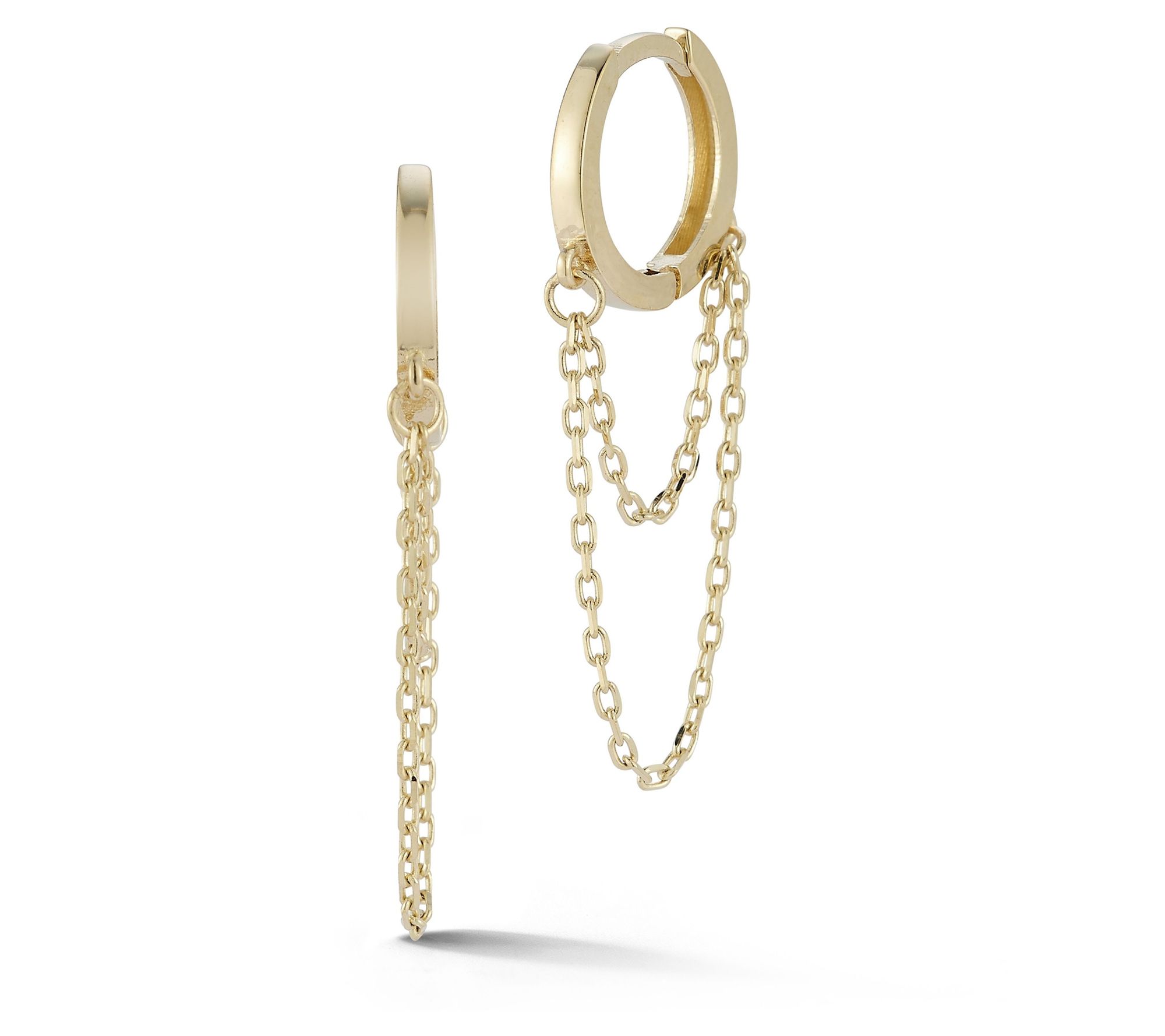 Luminosa Gold Double Chain Huggie Hoop Earrings, 14K