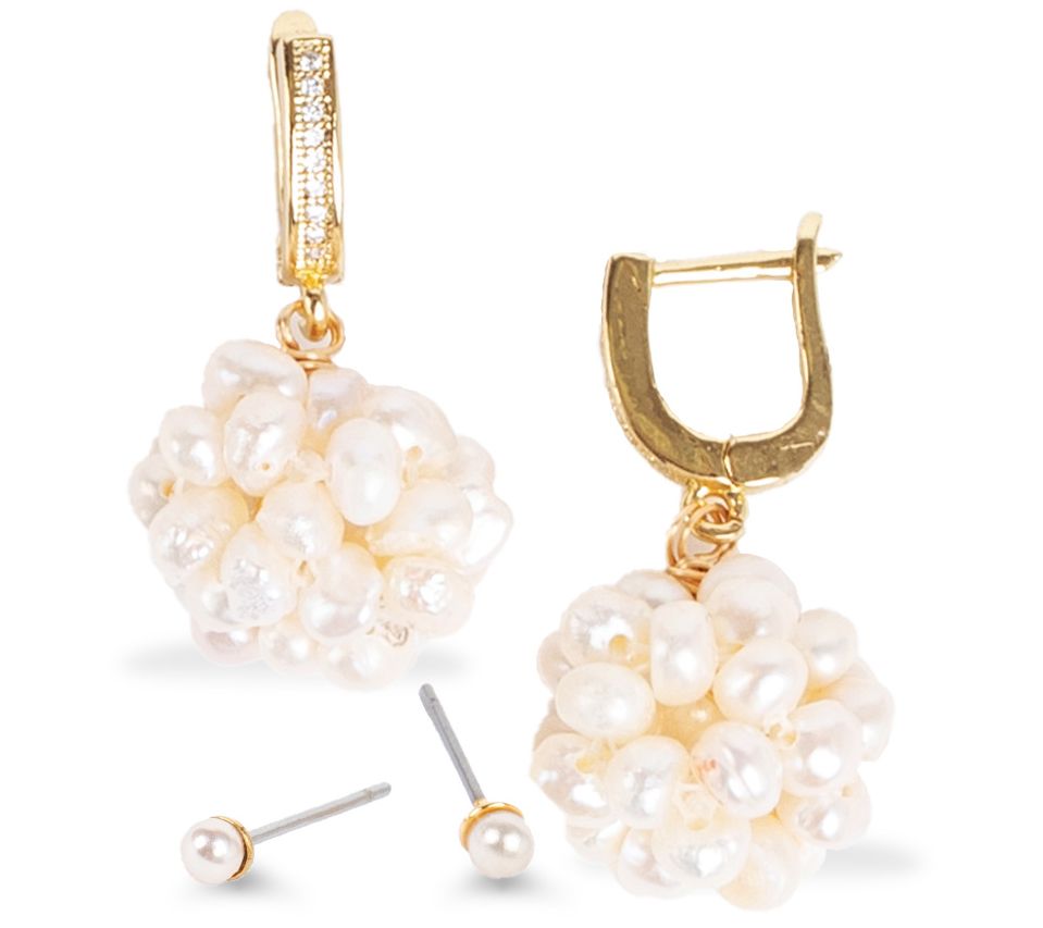 Violet & Brooks Faux Pearl Cluster Drop & Stud Earring Set