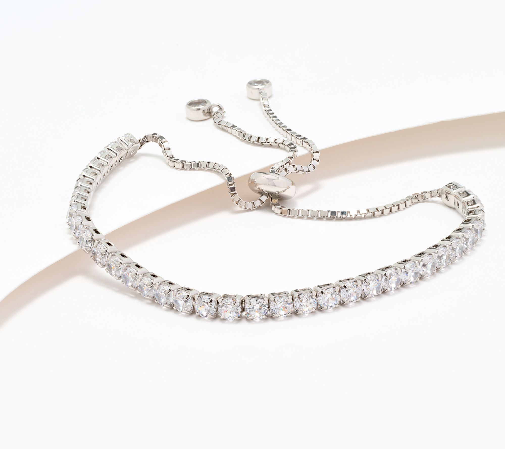 "As Is" Diamonique Classics Round Cut Tennis Slider Bracelet