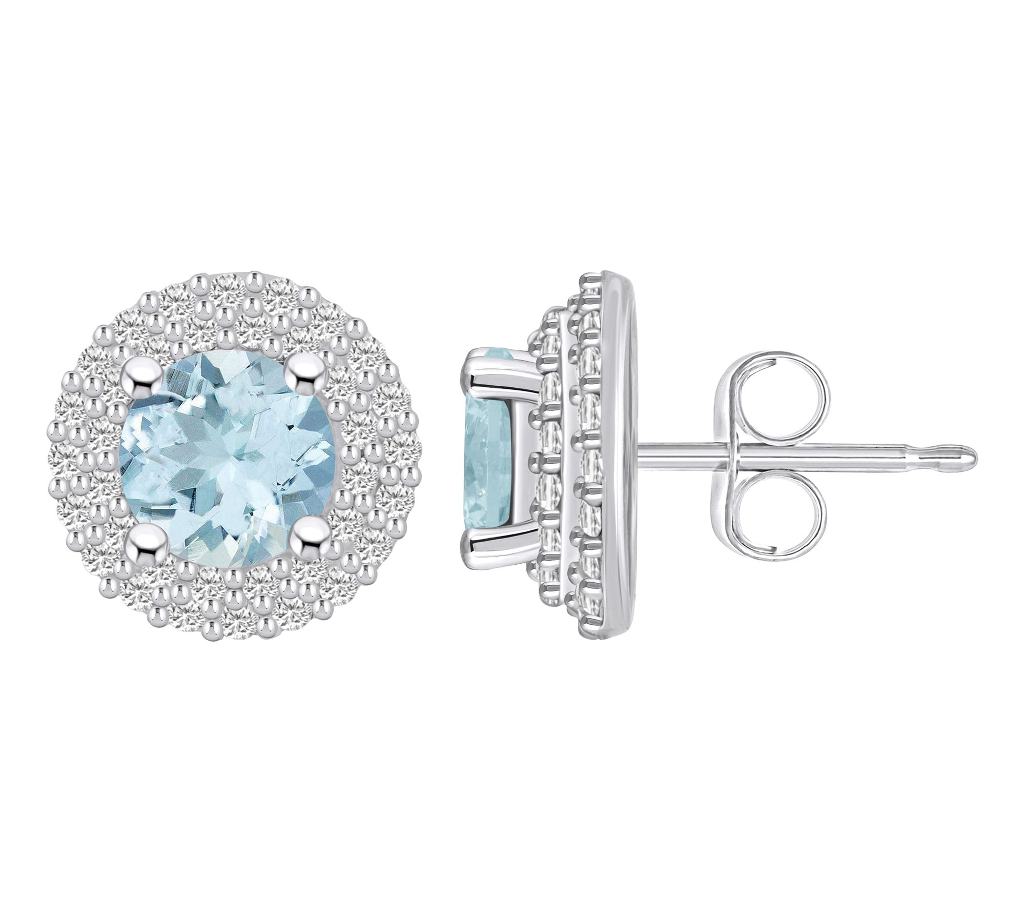 Affinity Gems Double Halo Gemstone & Diamond Earrings, 14K