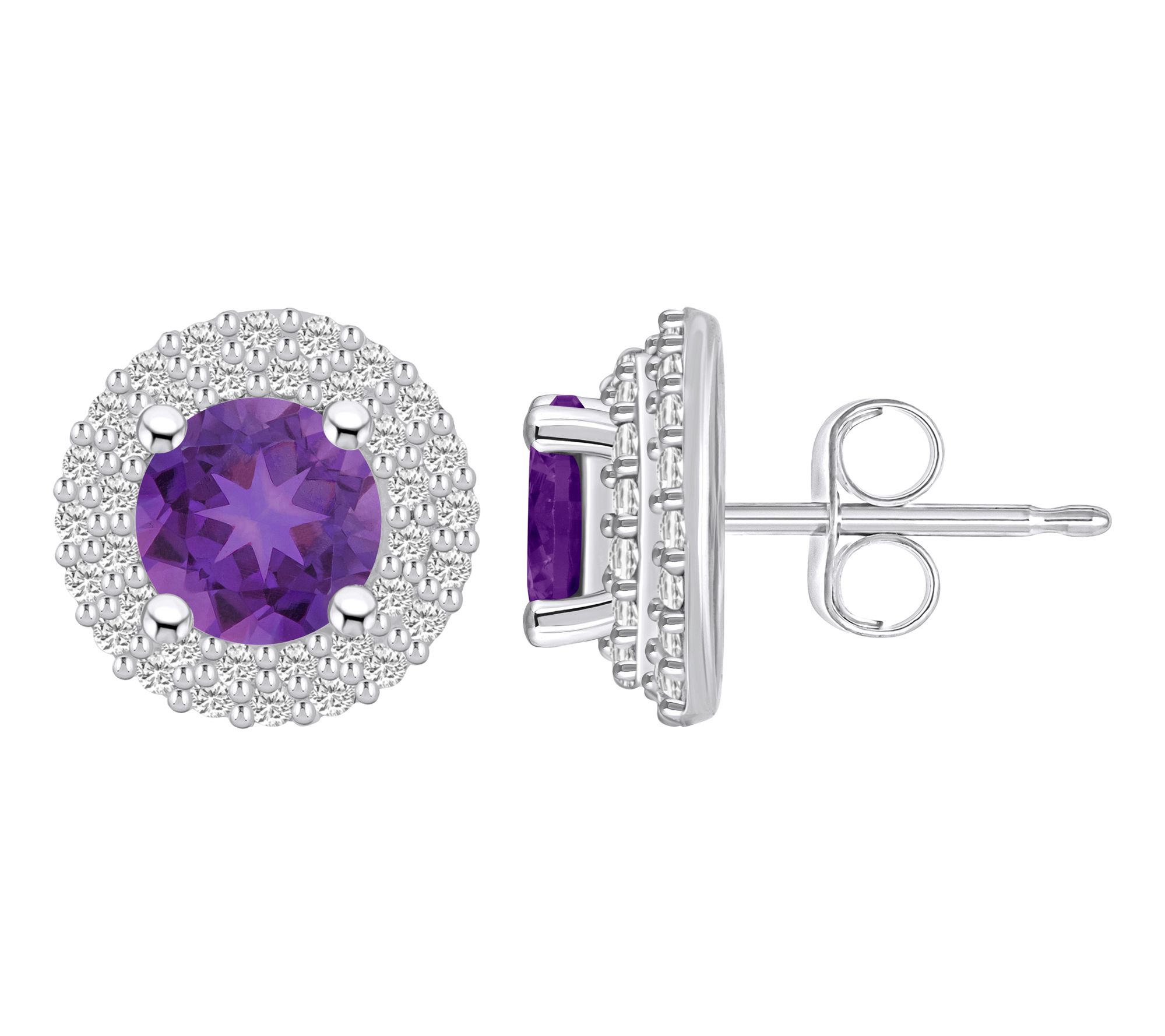 Affinity Gems Double Halo Gemstone & Diamond Ea rrings, 14K