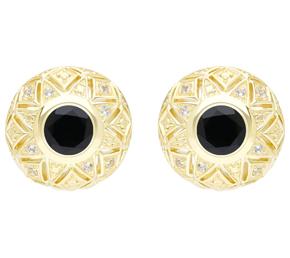Elyse Ryan 14K Gold Clad Onyx & White Topaz Cecile Earrings
