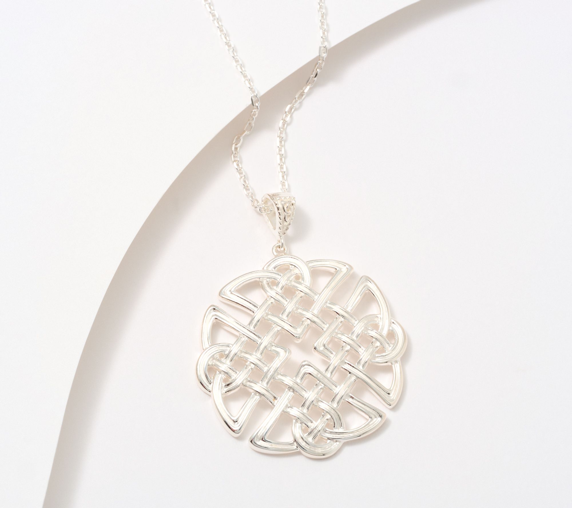 JMH Jewellery Sterling Silver Dara Knot Pendant with 24