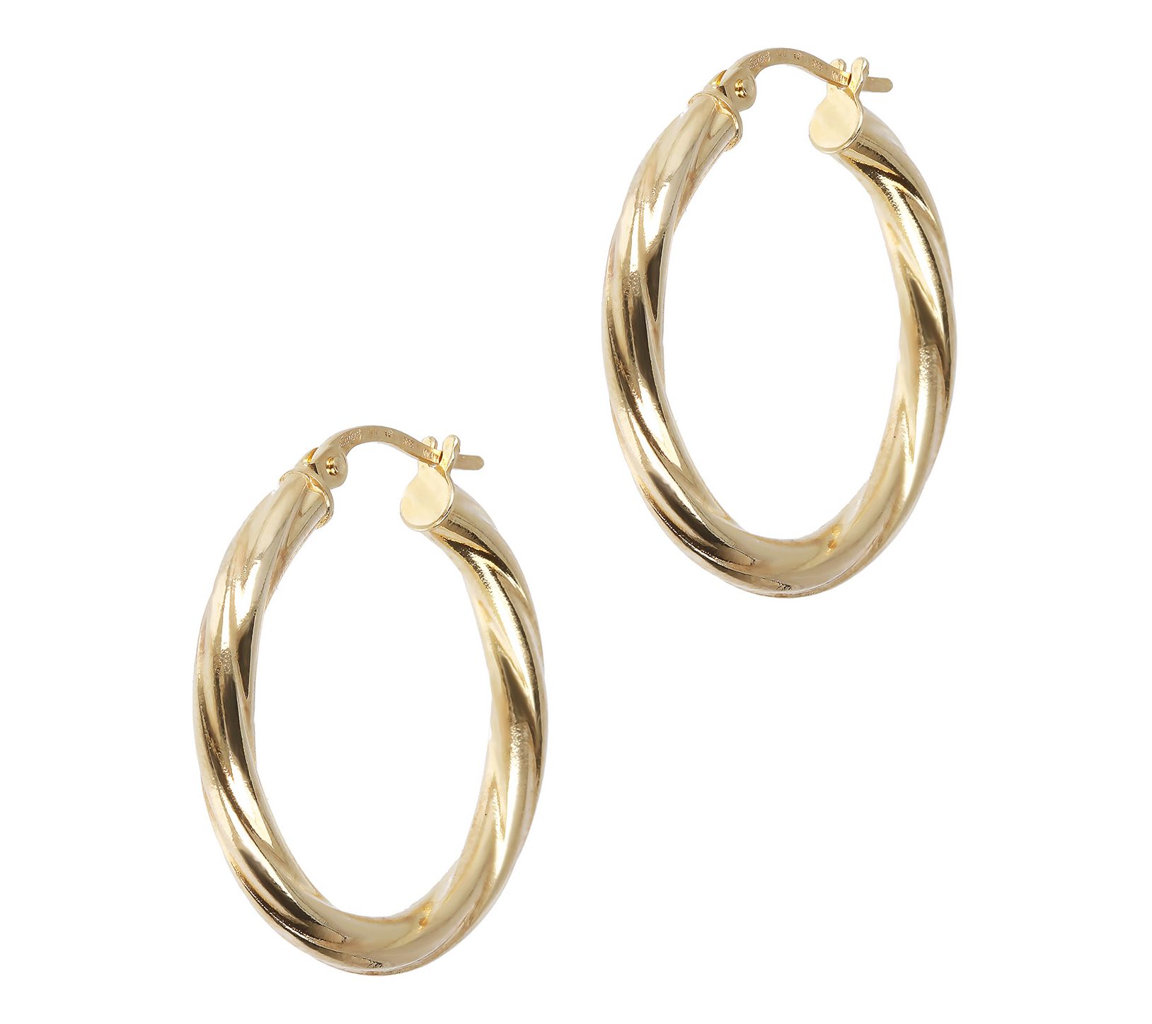 Italian Gold Polished 1" Round Hoop Earrings, 14K