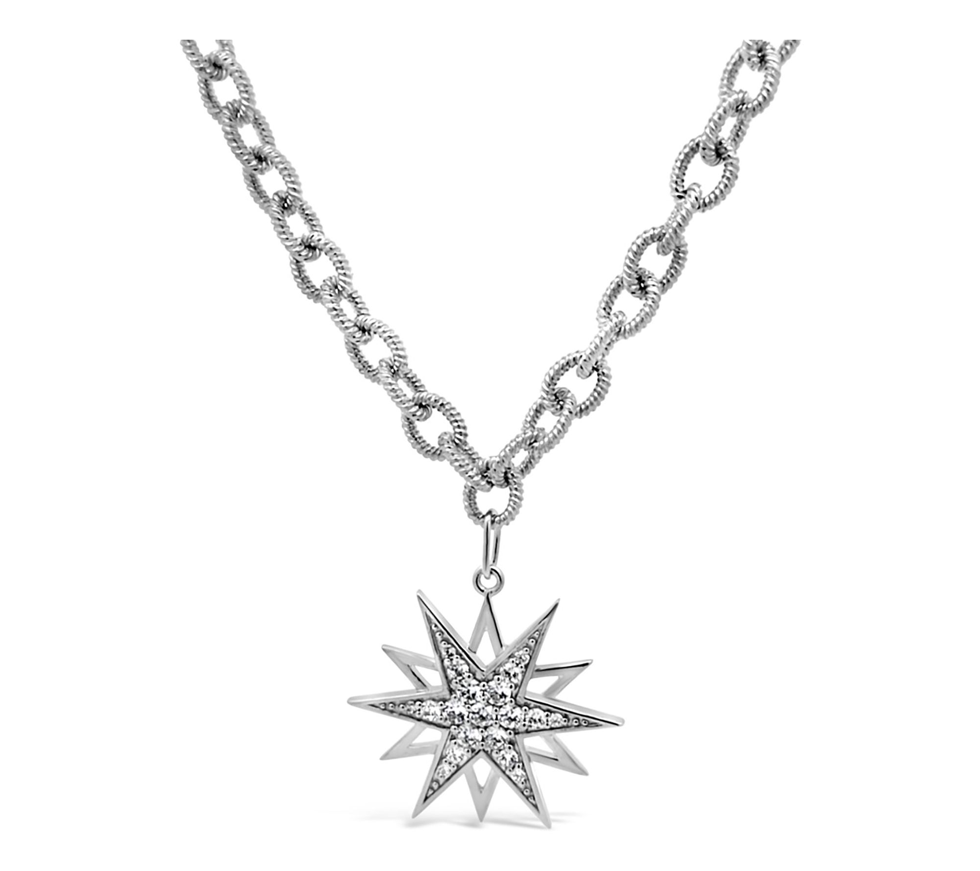 Ariva Sterling Silver Diamonique Starburst Necklace