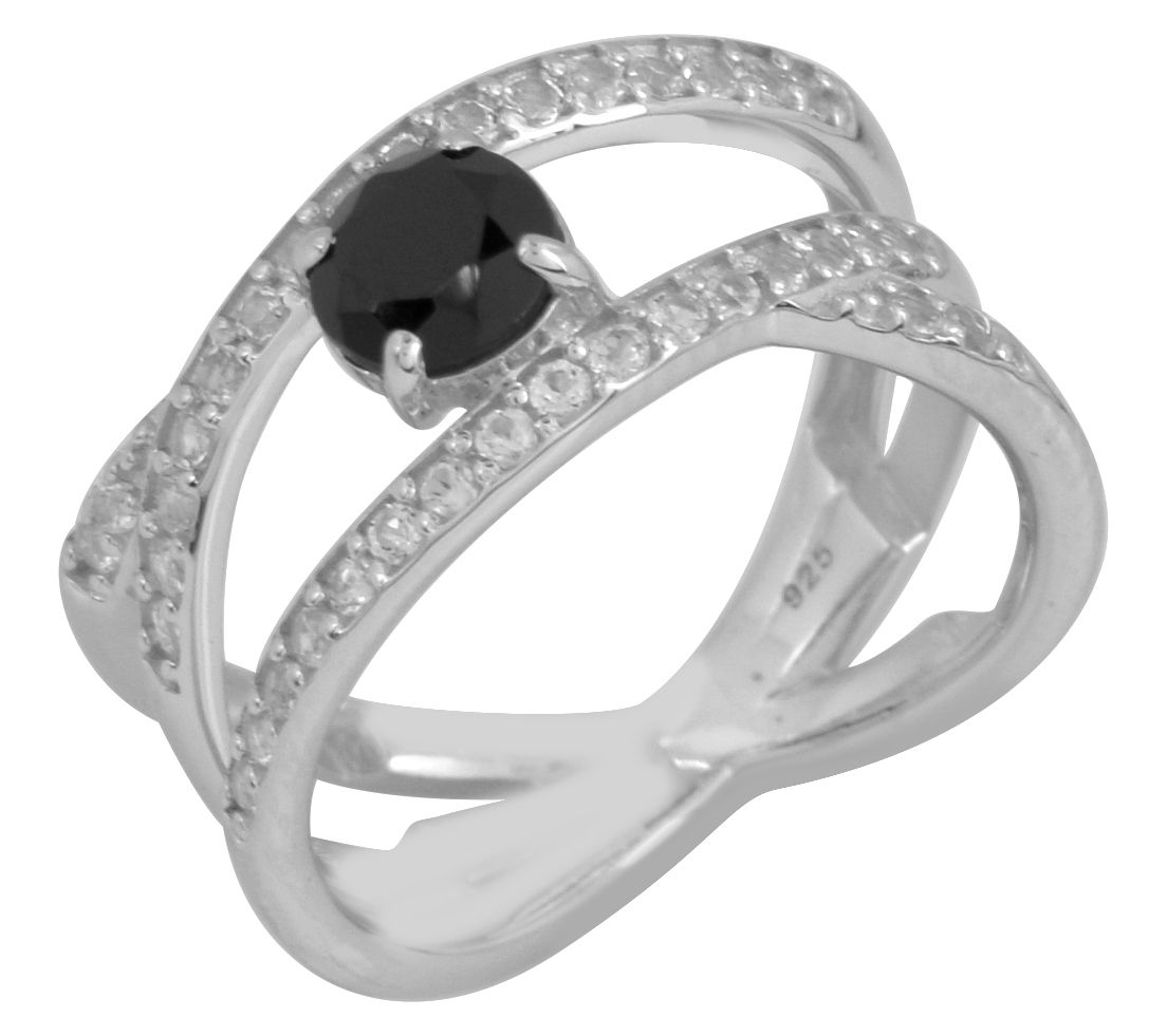 Affinity Gems Black Spinel & Topaz Ring, Sterling Silver