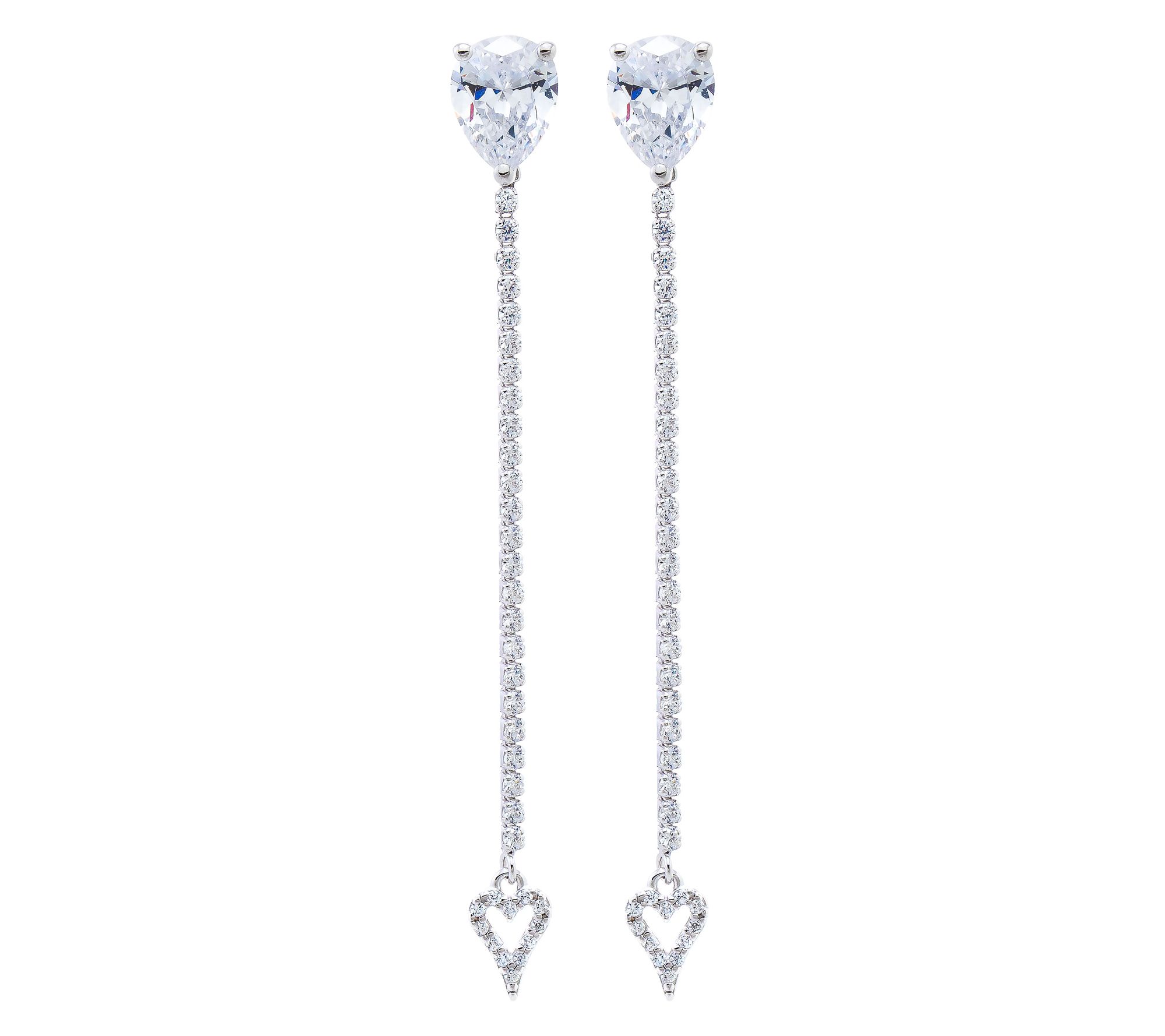 Diamonique 4.30 cttw Pear Dangle Earrings, Sterling Silver