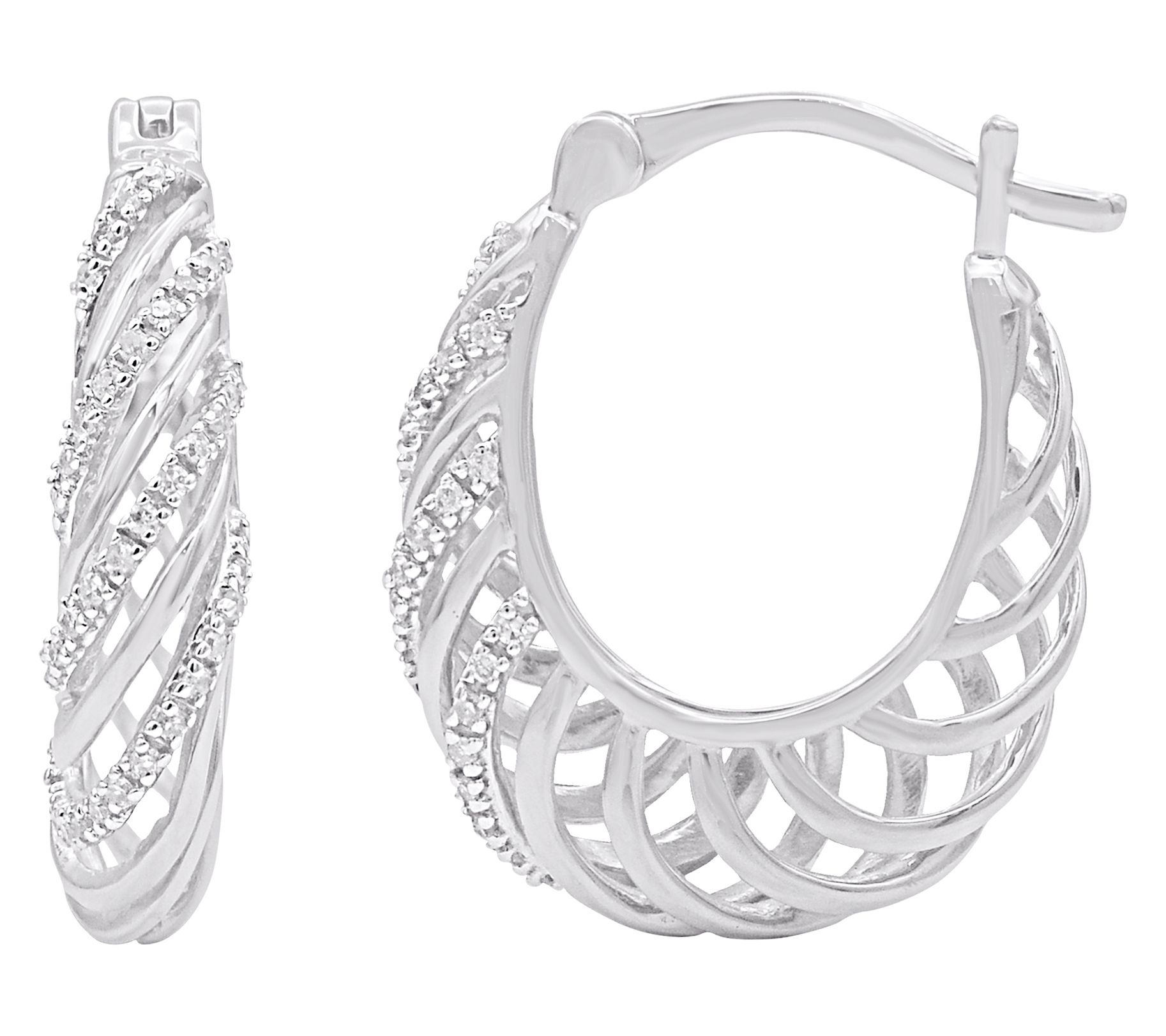 Accents by Affinity Diamond Filigree Hoop Earrings, Sterling