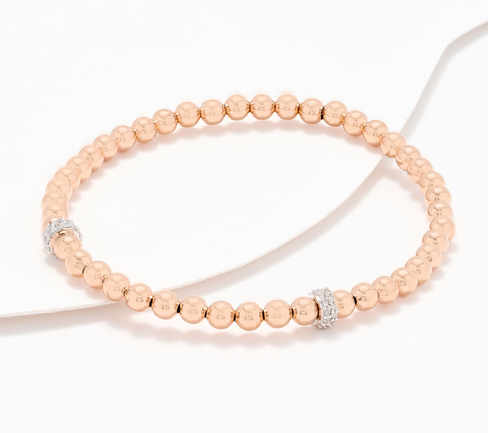 Accents by Affinty Double Pave Bead 0.24 cttw Bracelet, Sterl