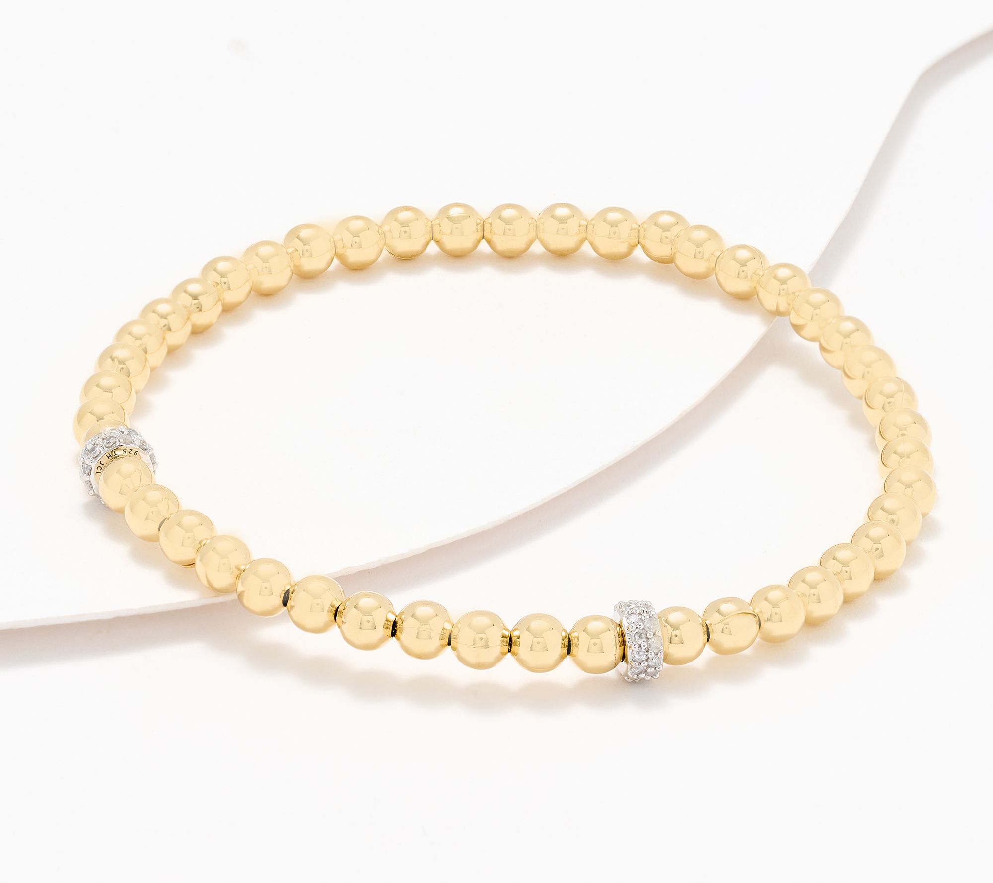 Accents by Affinty Double Pave Bead 0.24 cttw Bracelet, Sterl