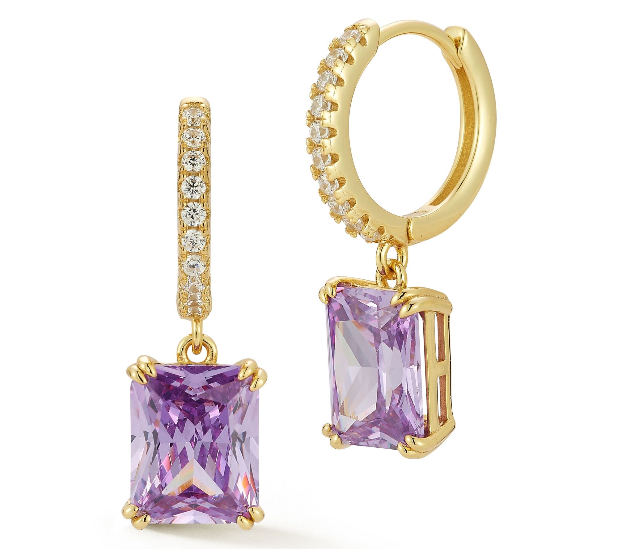 Rachel Zoe Emerald Cut Huggie Hoop Earrings, Sterling