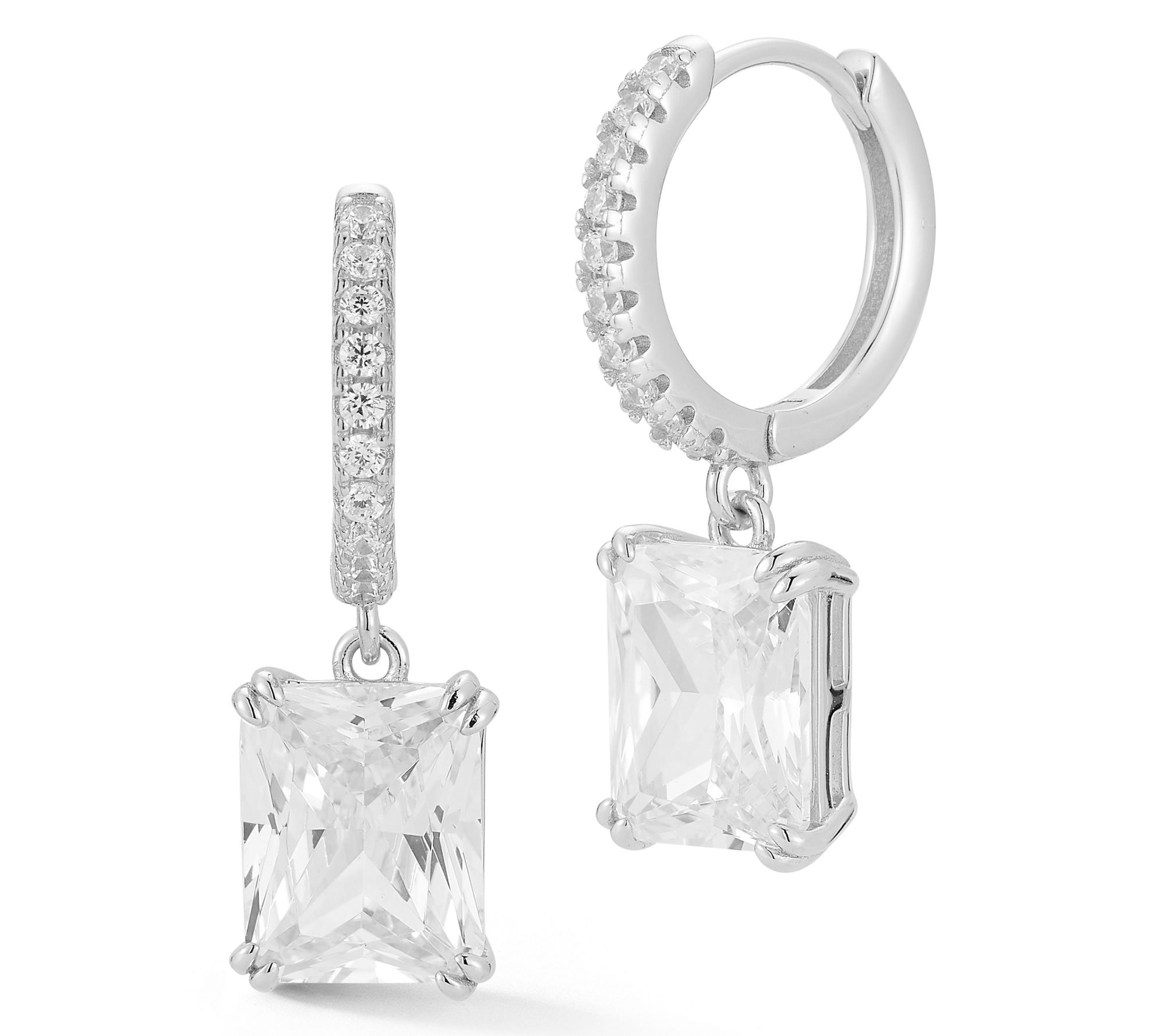 Rachel Zoe Emerald Cut Huggie Hoop Earrings, Sterling