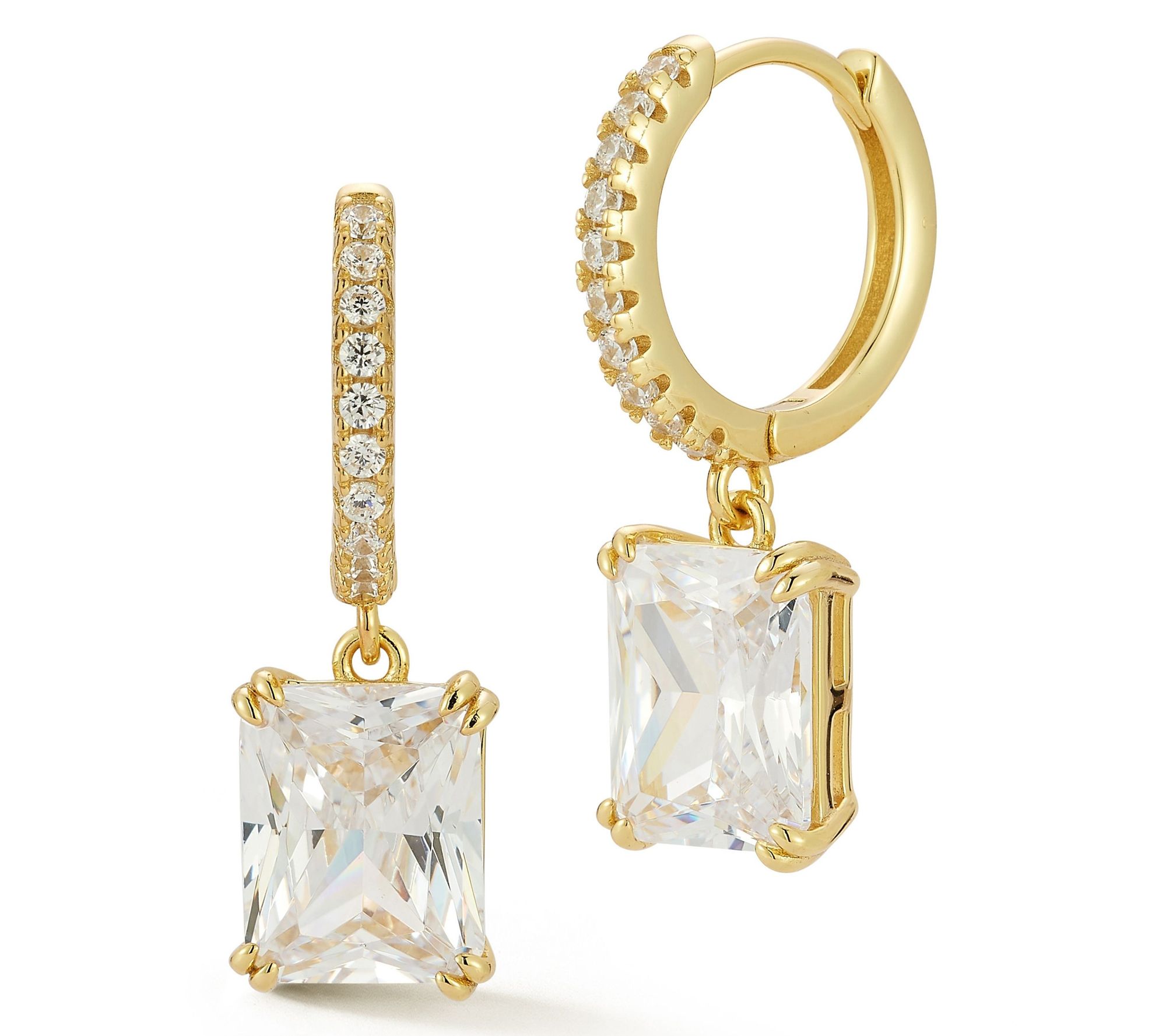 Rachel Zoe Emerald Cut Huggie Hoop Earrings, Sterling