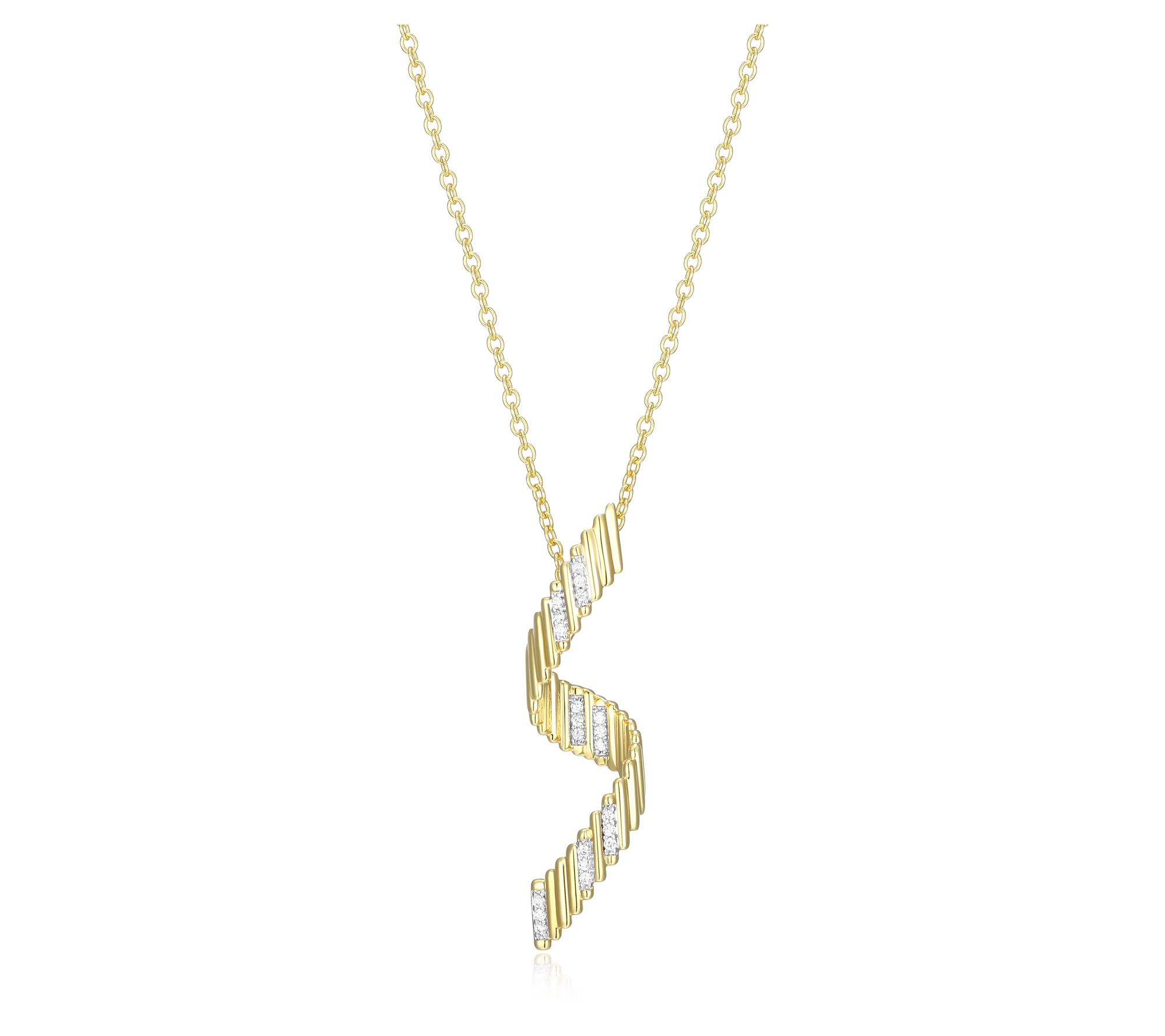 LuxLab Grown Diamond Twist Pendant w/ Chain, 18 K Plated
