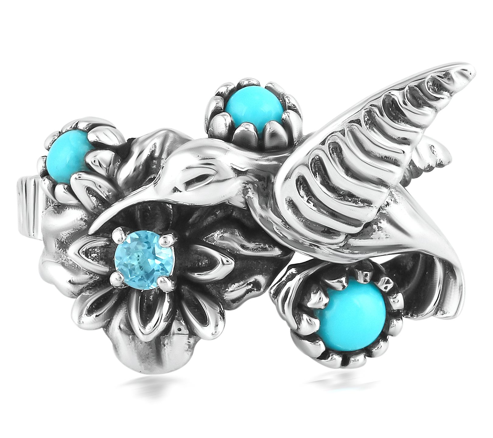 Fritz Casuse Sterling Silver Turquoise Hummingbird Ring