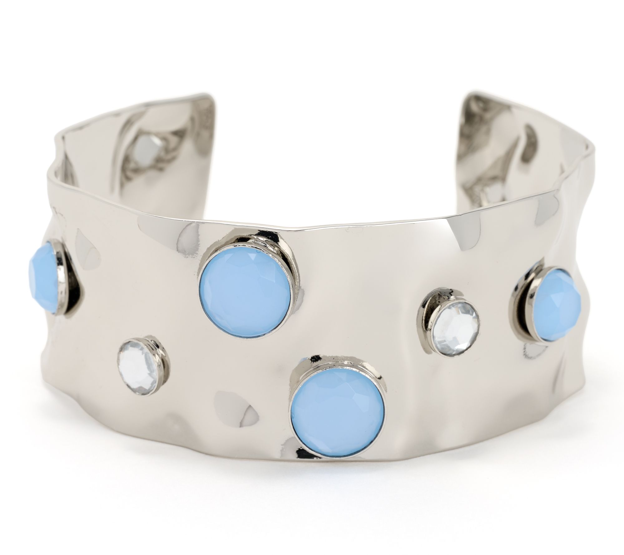 "As Is" Susan Graver Oval Cuff Bracelet with Bezel Set Stones