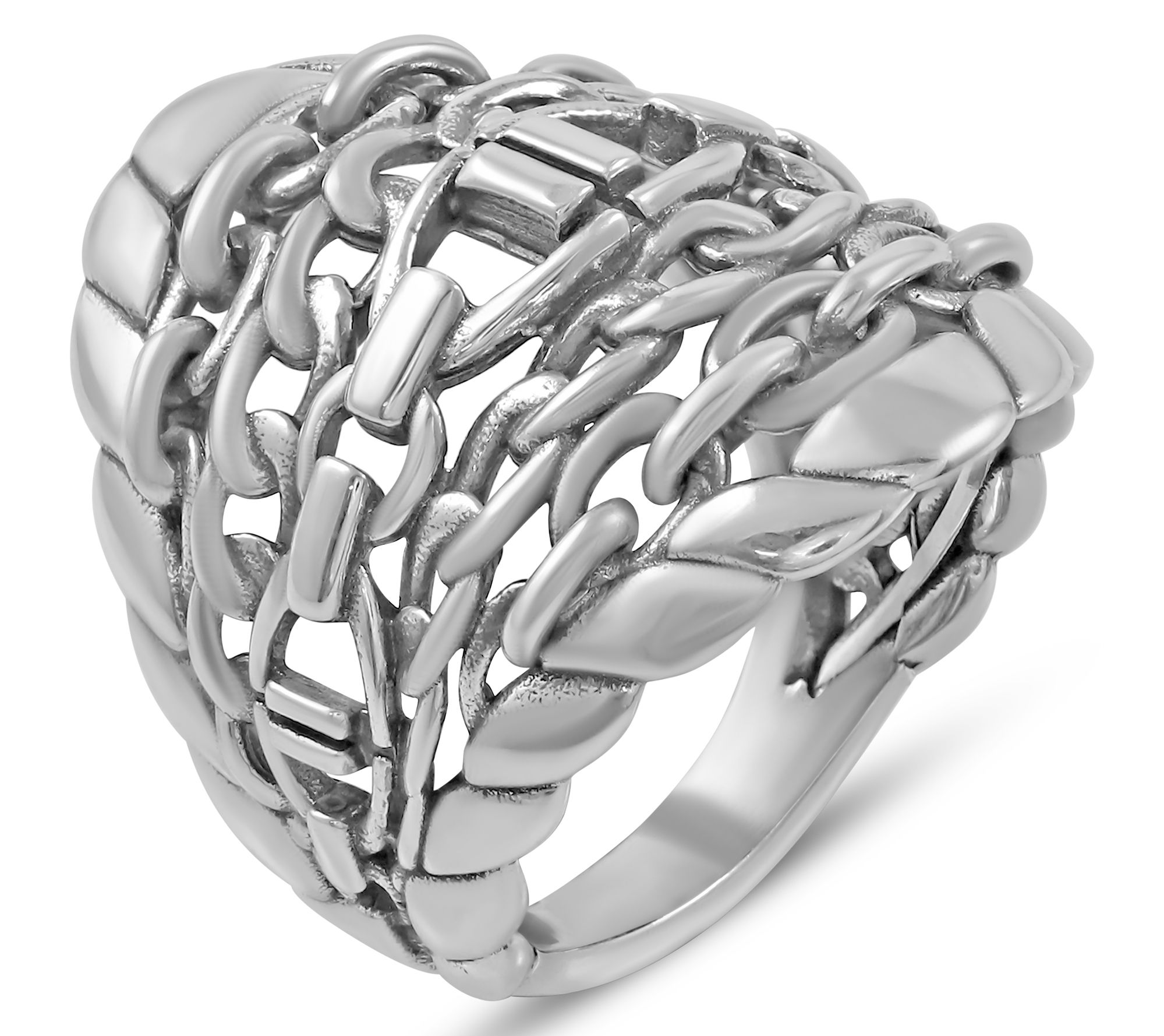 チェーンリング Silver Cube & Chain Ring For Men & Women nialaya-men-s-ring-men-s-