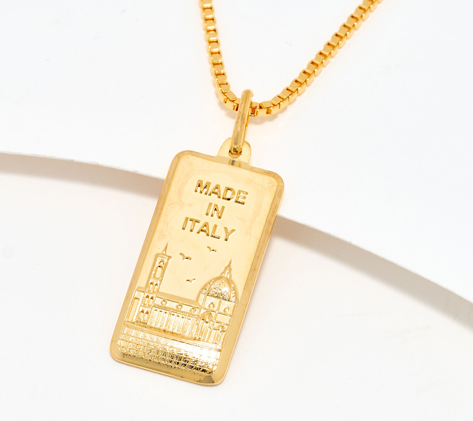 "As Is" David Markstein Bronze Ingot Pendant 17 + 3" Chain, 18K Plat