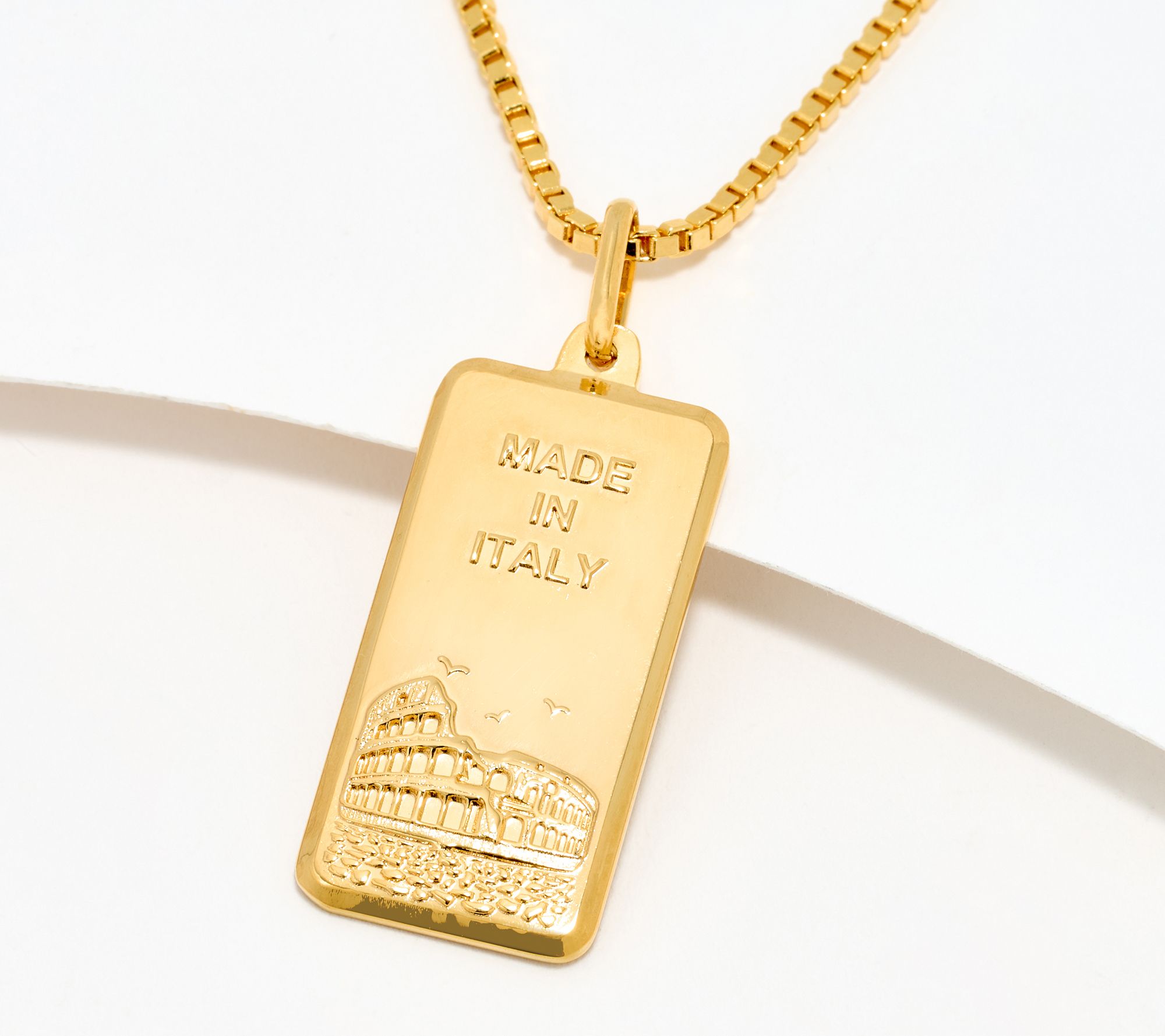 "As Is" David Markstein Bronze Ingot Pendant 17 + 3" Chain, 18K Plat