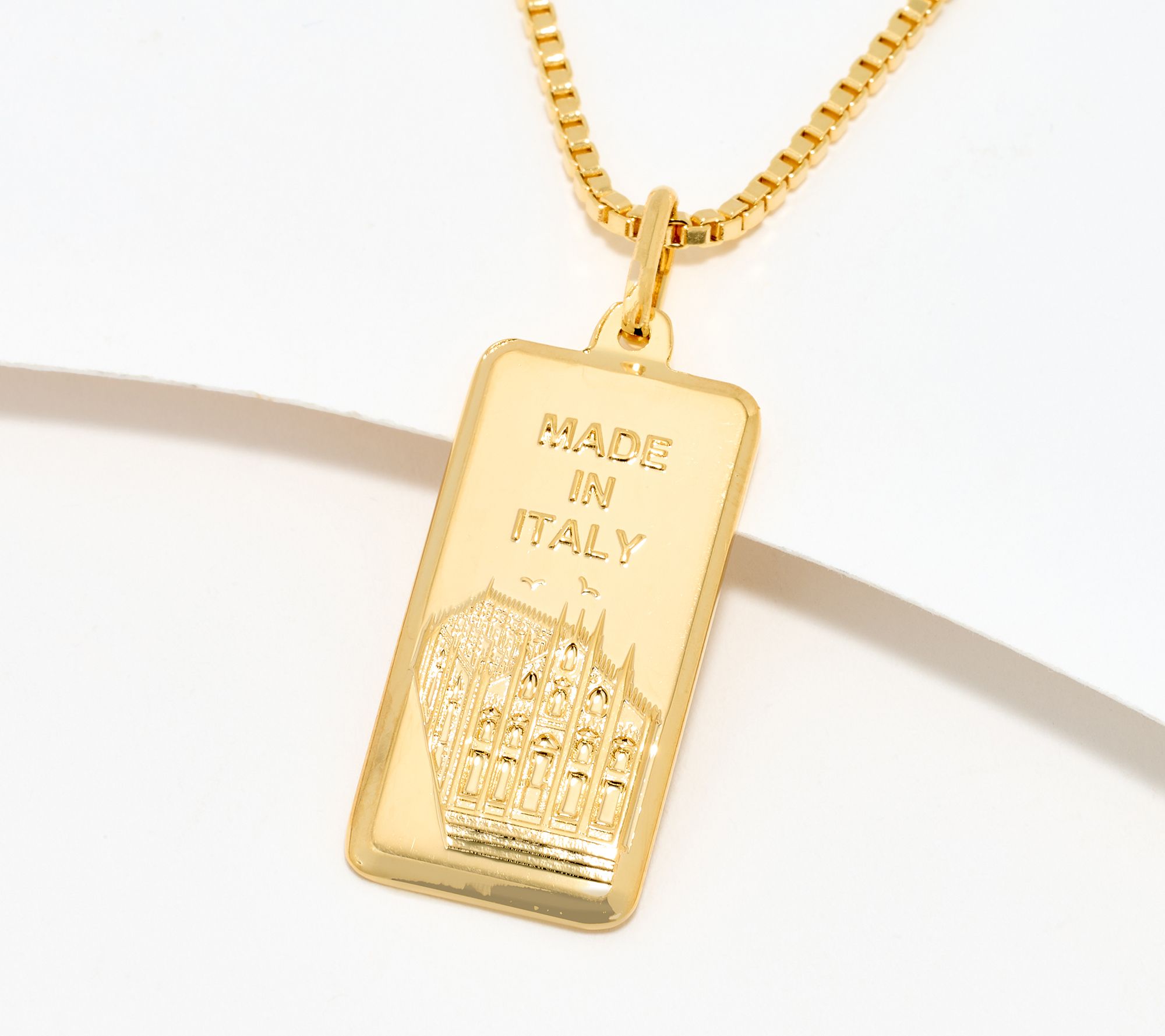 "As Is" David Markstein Bronze Ingot Pendant 17 + 3" Chain, 18K Plat